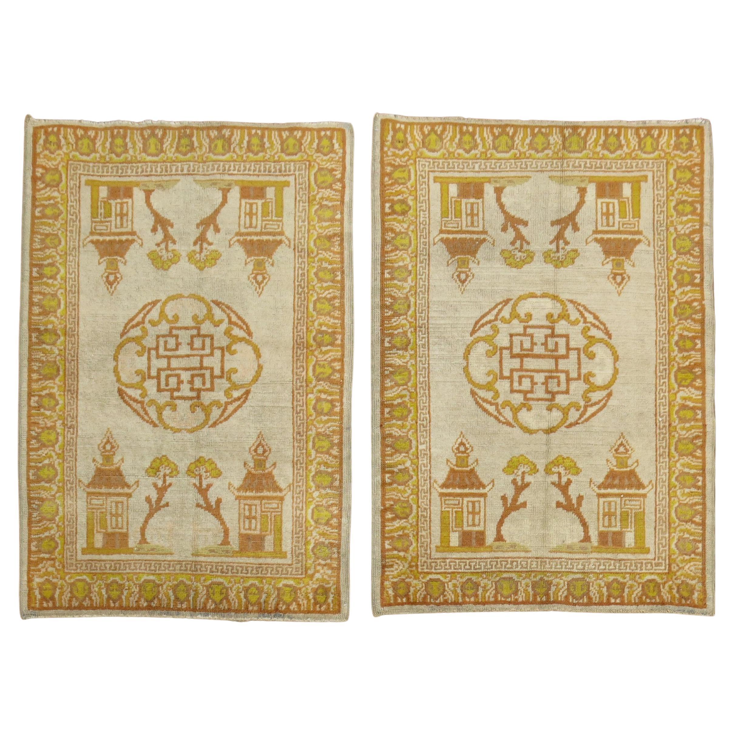 Matching Pair of Antique Khotan Rugs For Sale