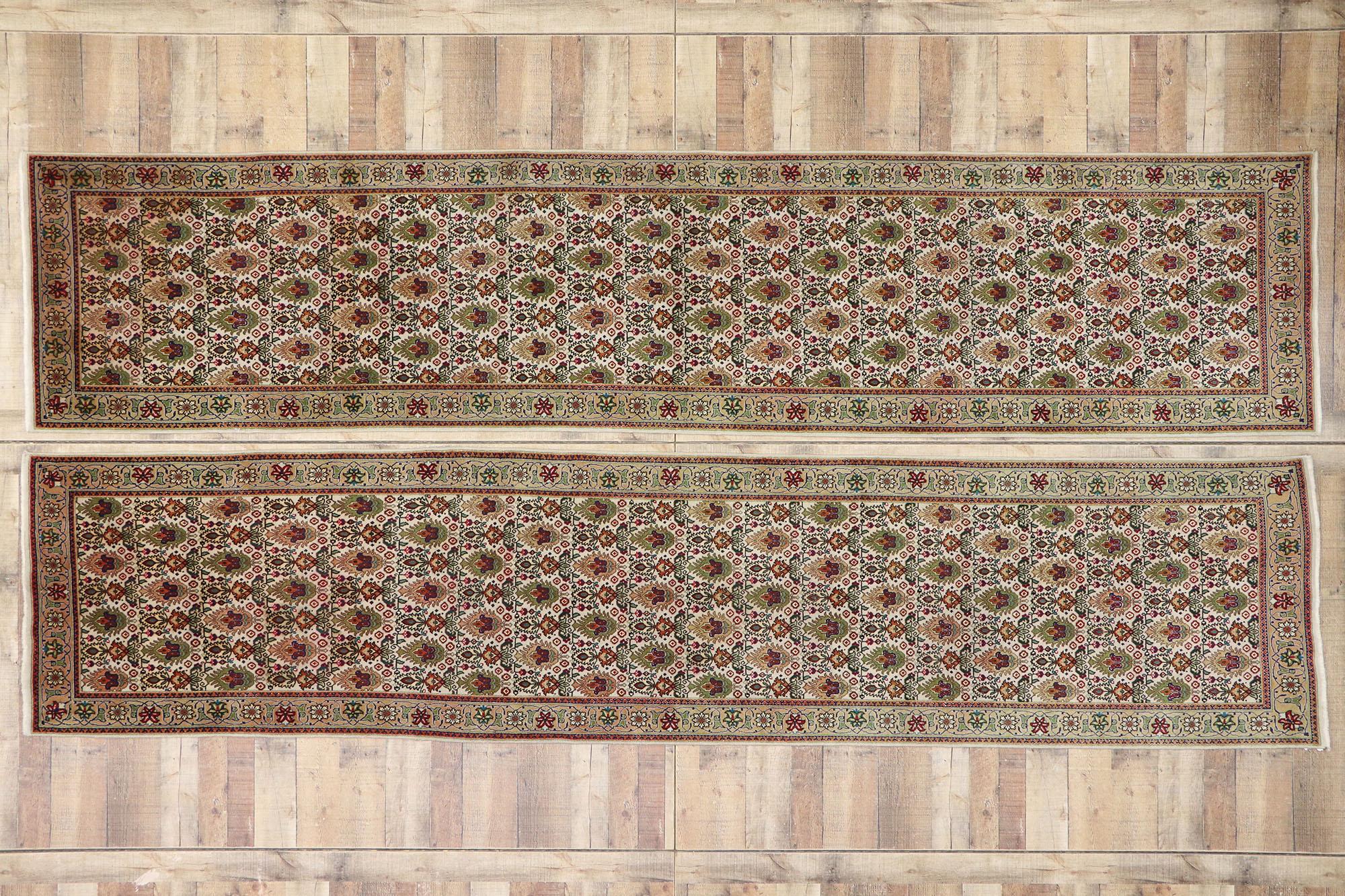 Matching Pair of Antique Persian Tabriz Runners with Arts & Crafts Style For Sale 4