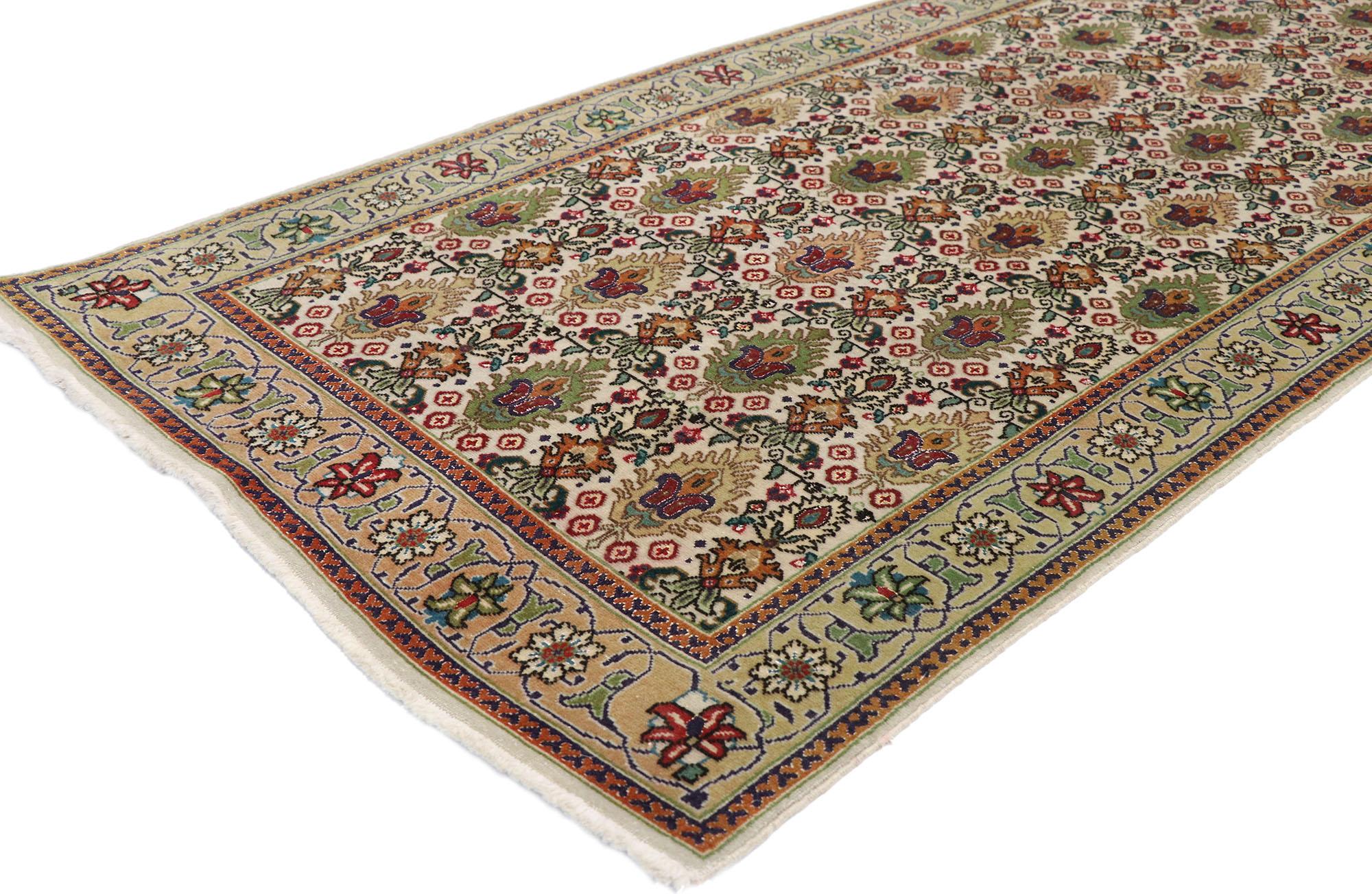 Hand-Knotted Matching Pair of Antique Persian Tabriz Runners with Arts & Crafts Style For Sale