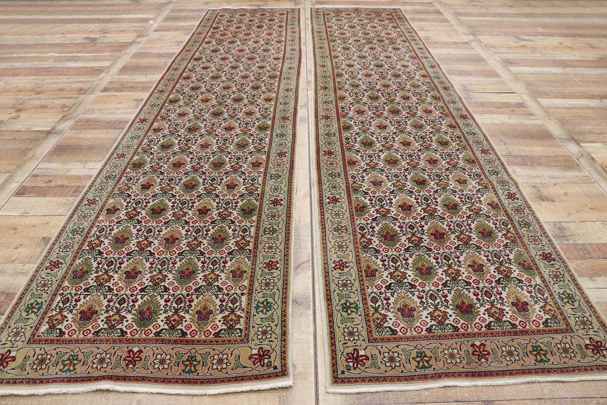 Matching Pair of Antique Persian Tabriz Runners with Arts & Crafts Style For Sale 3