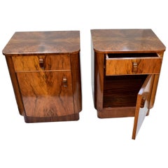 Matching Pair of Art Deco 1930s Bedside Cabinet Tables