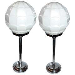 Matching Pair of Art Deco Chrome Table Lamps