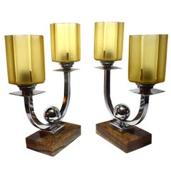 Matching Pair of Art Deco French Table Lamps