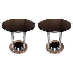 Matching Pair of Art Deco Modernist Bauhaus Tables, by Hans Krebs, circa 1935