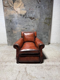 Matching Pair of Beautifully Restored Edwardian Club Chairs in Hand Dyed Leather