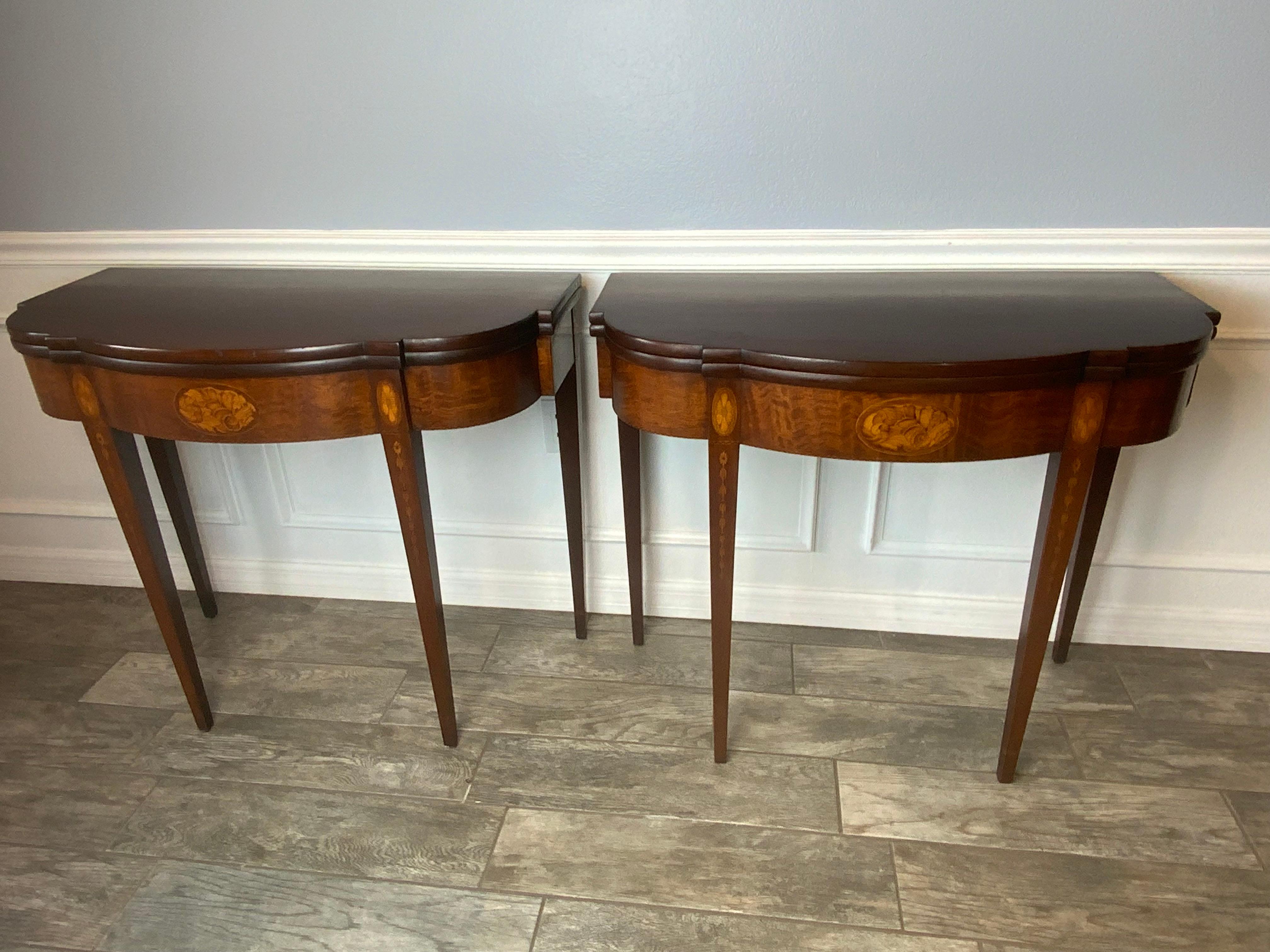 Matching Pair of Benjamin Ferber Mahogany Card Tables For Sale 6