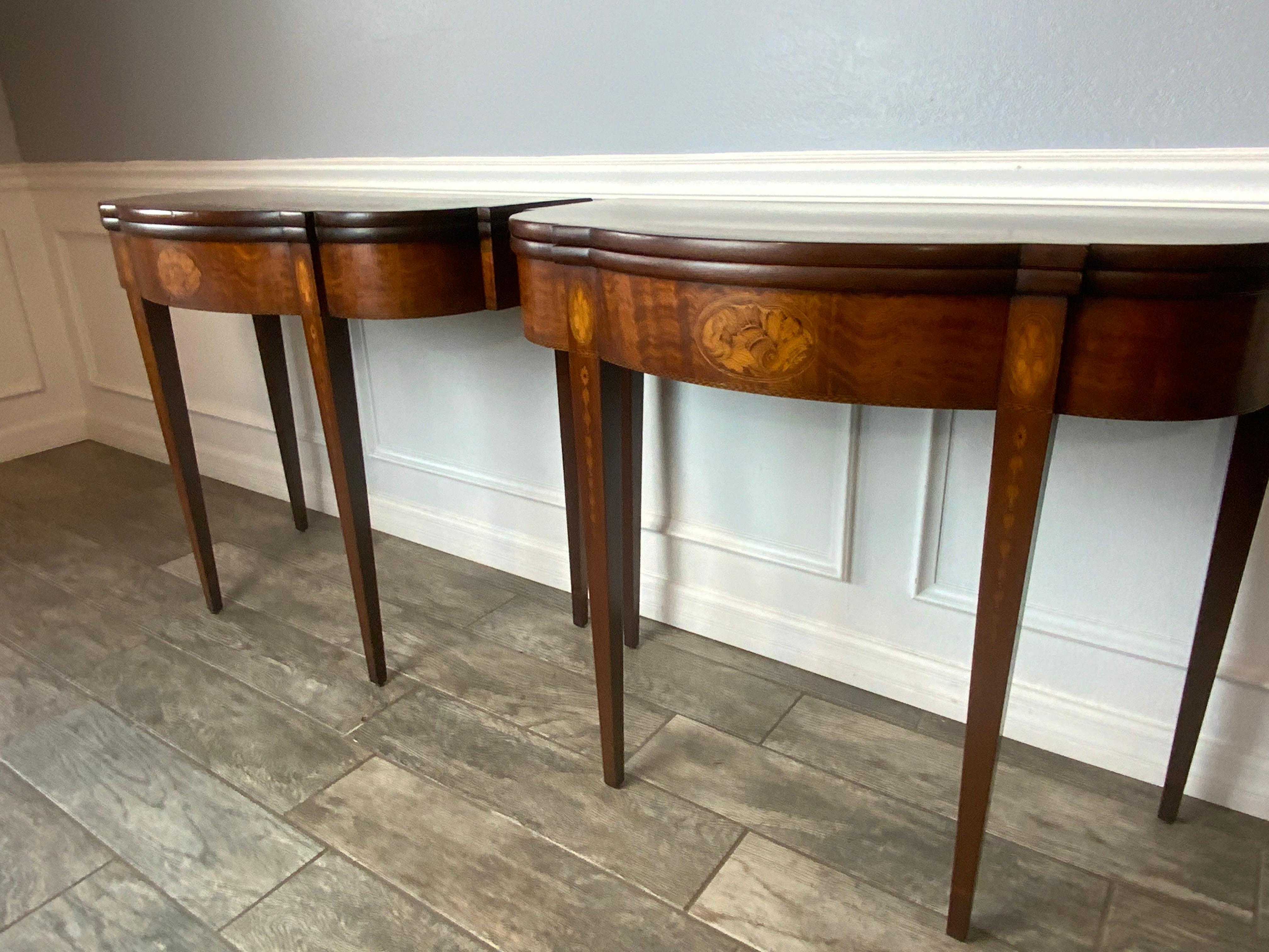 American Matching Pair of Benjamin Ferber Mahogany Card Tables For Sale