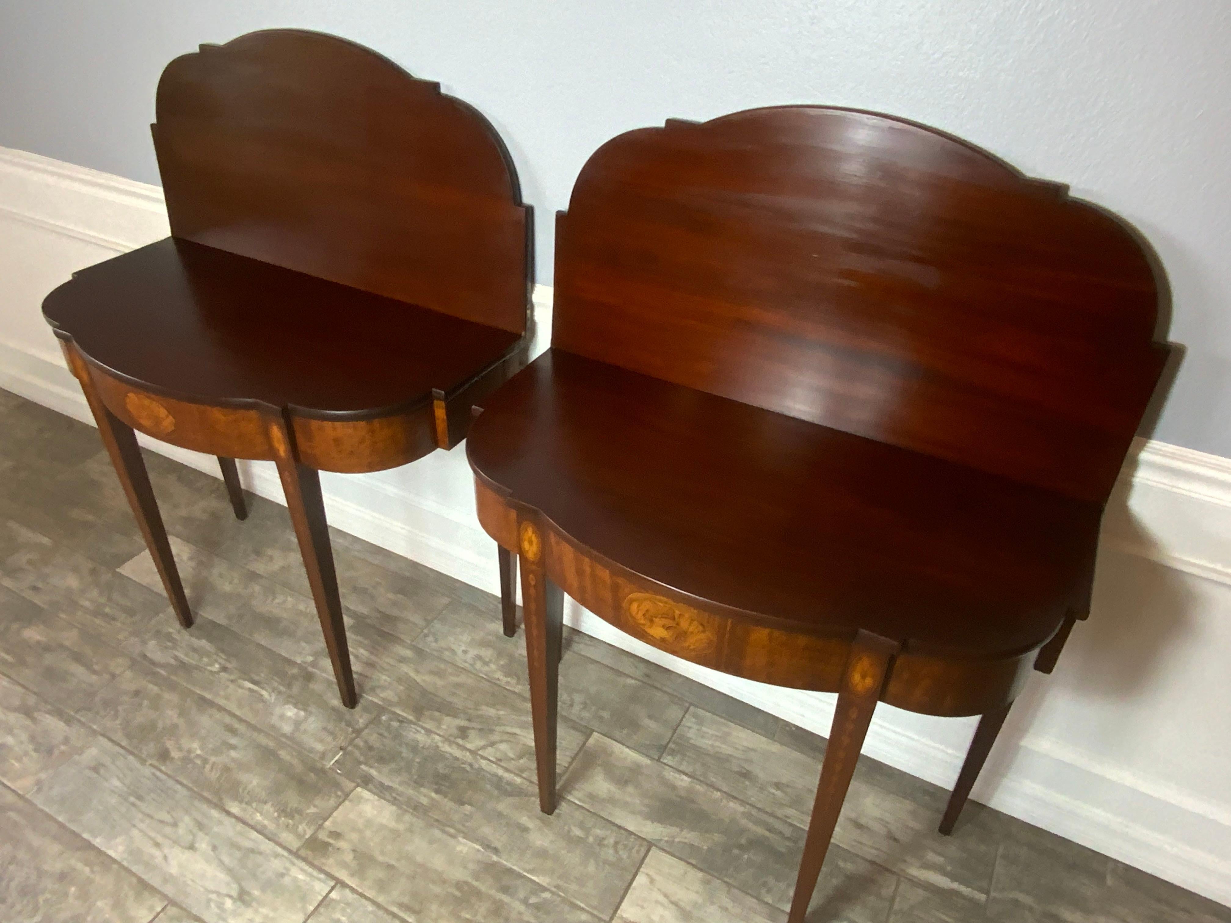 Matching Pair of Benjamin Ferber Mahogany Card Tables In Good Condition For Sale In Bradenton, FL