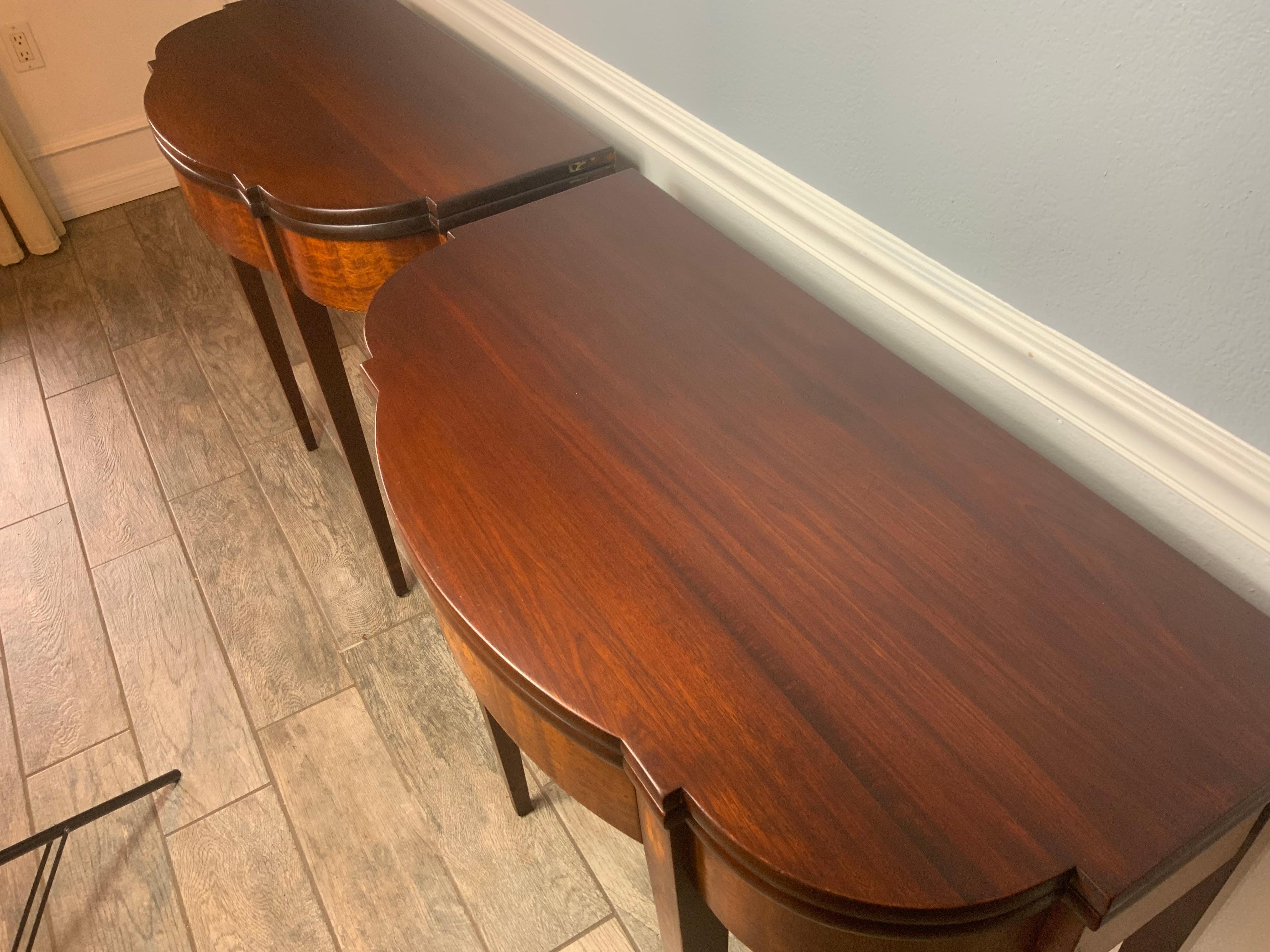 Matching Pair of Benjamin Ferber Mahogany Card Tables For Sale 2