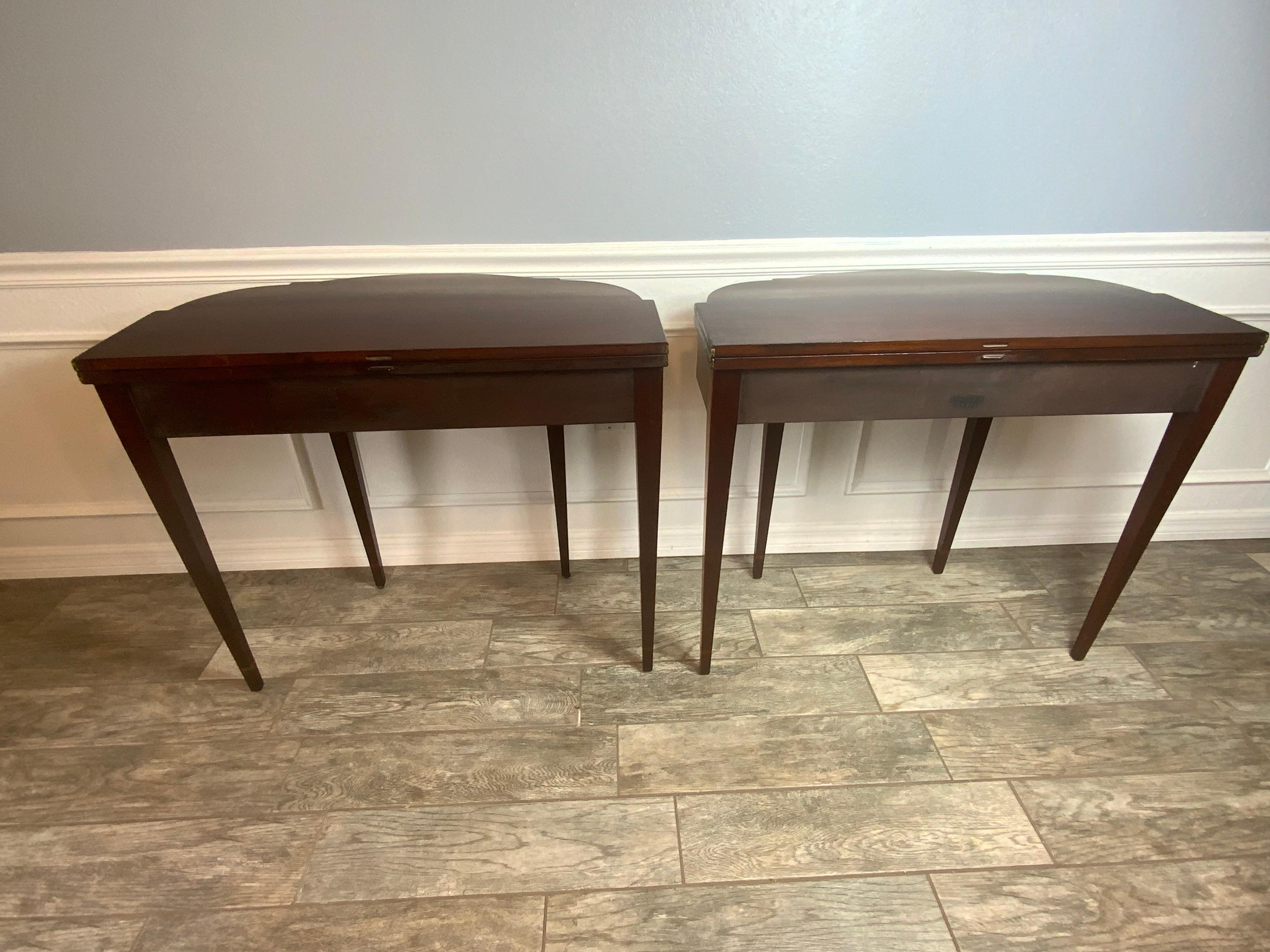 Matching Pair of Benjamin Ferber Mahogany Card Tables For Sale 3
