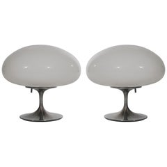 Passendes Paar von Bill Curry Mid-Century Modern Mushroom Tischlampen für Stemlite