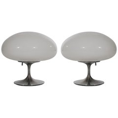 Matching Pair of Bill Curry Mid-Century Modern Mushroom Table Lamps for Stemlite