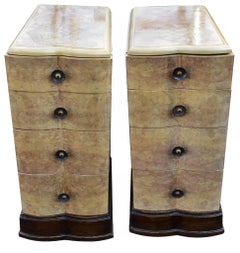 Matching Pair of Bleached Blonde Walnut Bedside Cabinet Tables