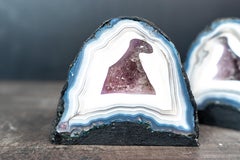 Matching Pair of Blue & White Lace Agate Geodes