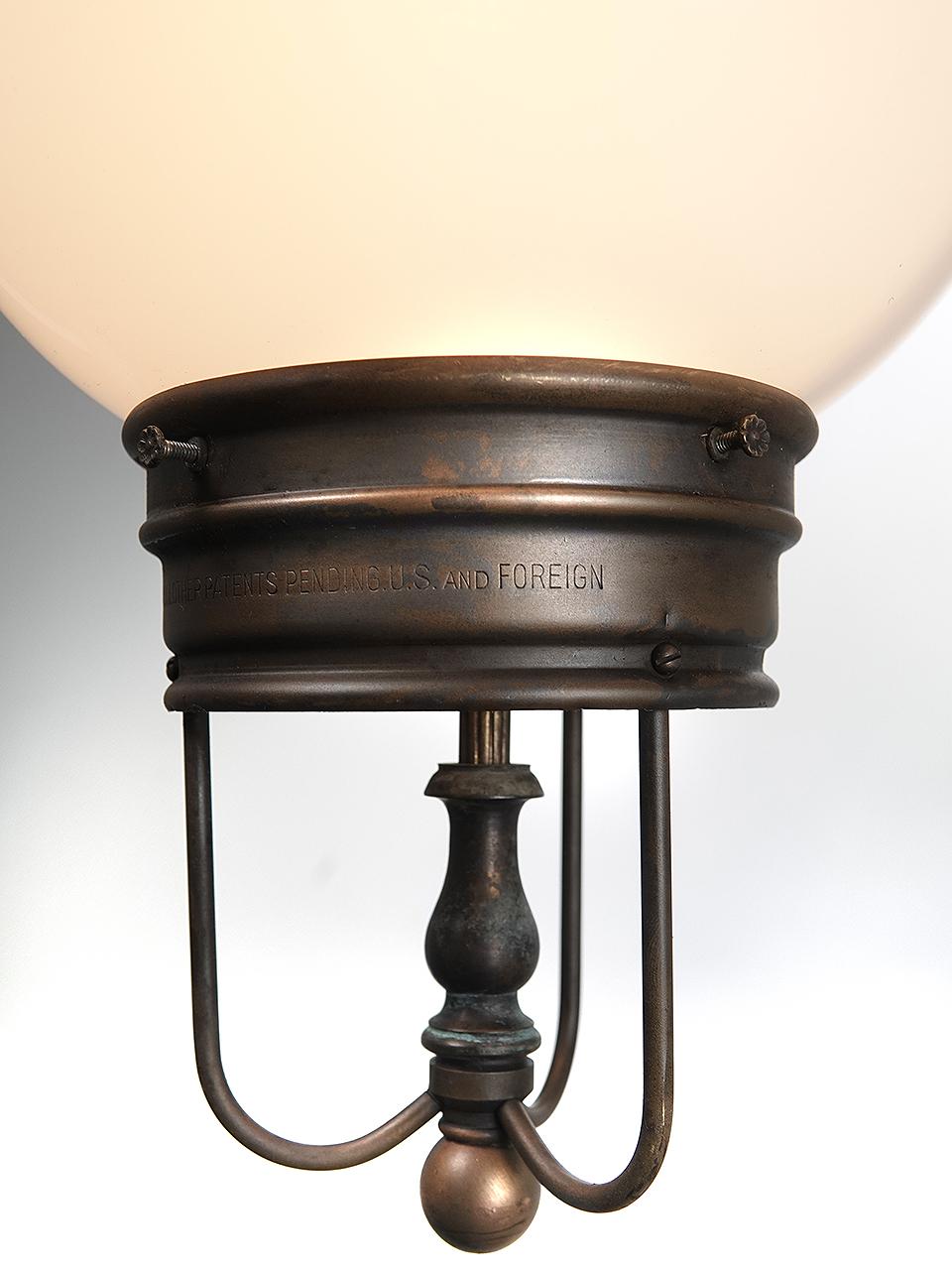Brass Matching Pair of Bow-Top Humphrey Gas Lamps