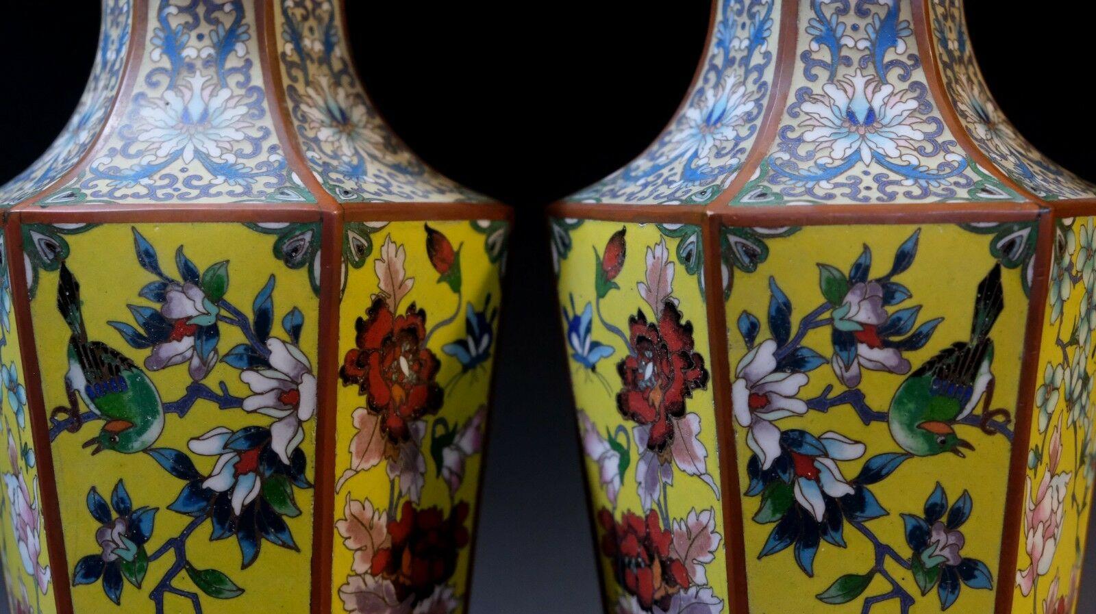 Matching Pair of Pair of French Victorian Cloisonné Vases, 19th Century In Good Condition For Sale In Norton, MA