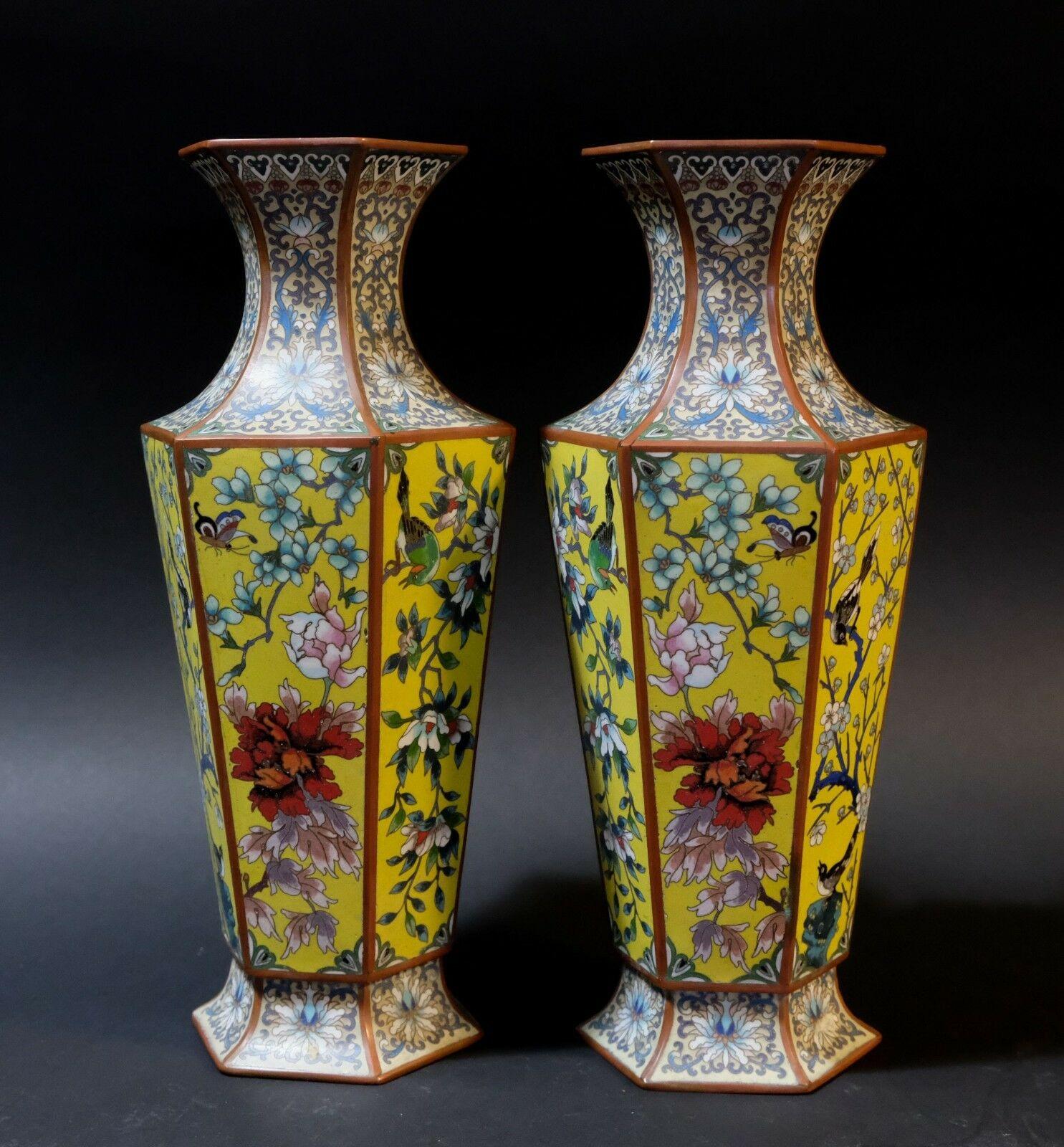 Matching Pair of Pair of French Victorian Cloisonné Vases, 19th Century For Sale 1
