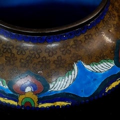 Matching Pair of Chinese Bronze Cloisonné Enameled Vases