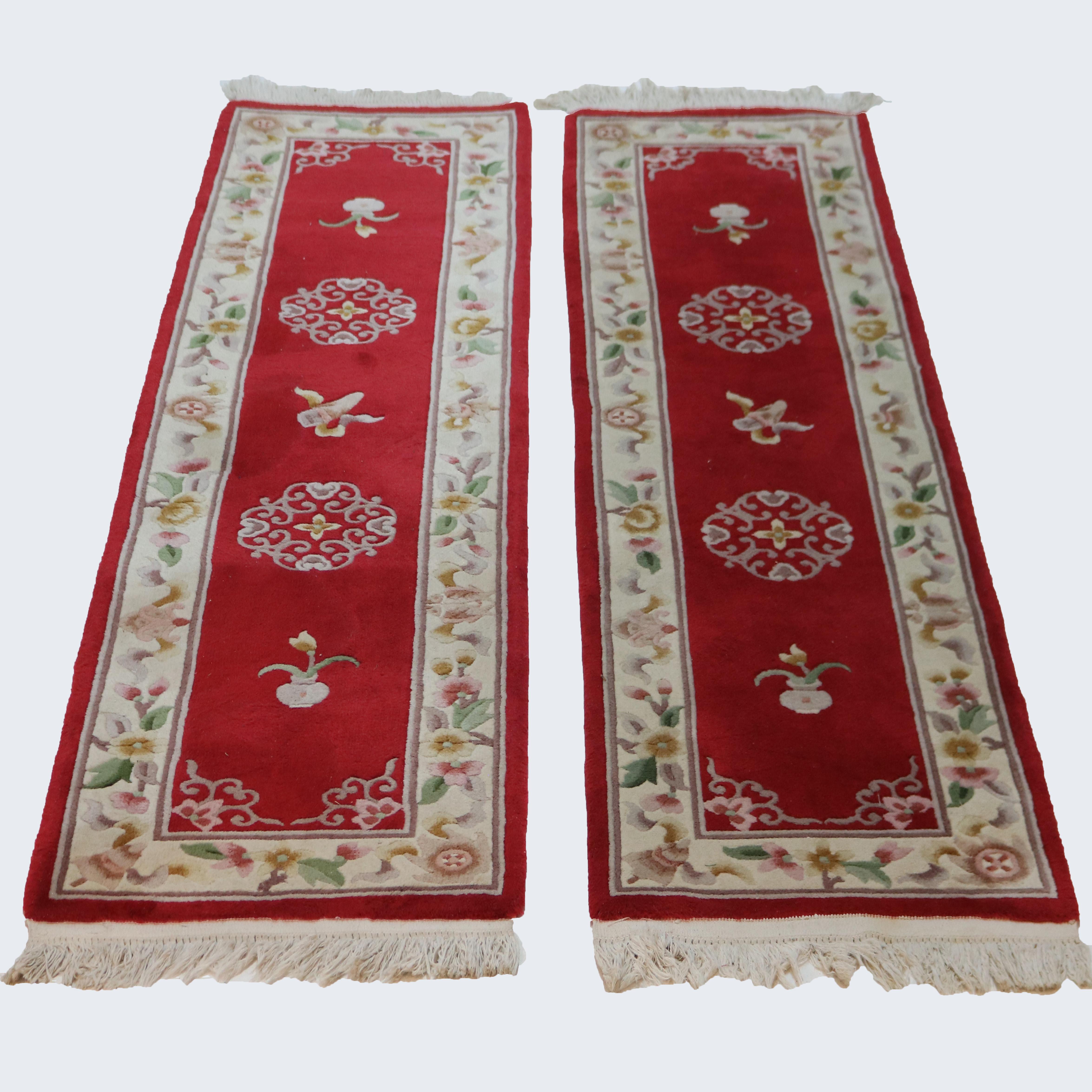 Passendes Paar chinesischer Nichols Orientteppichläufer aus Wolle CIRCA 1950 im Angebot 13