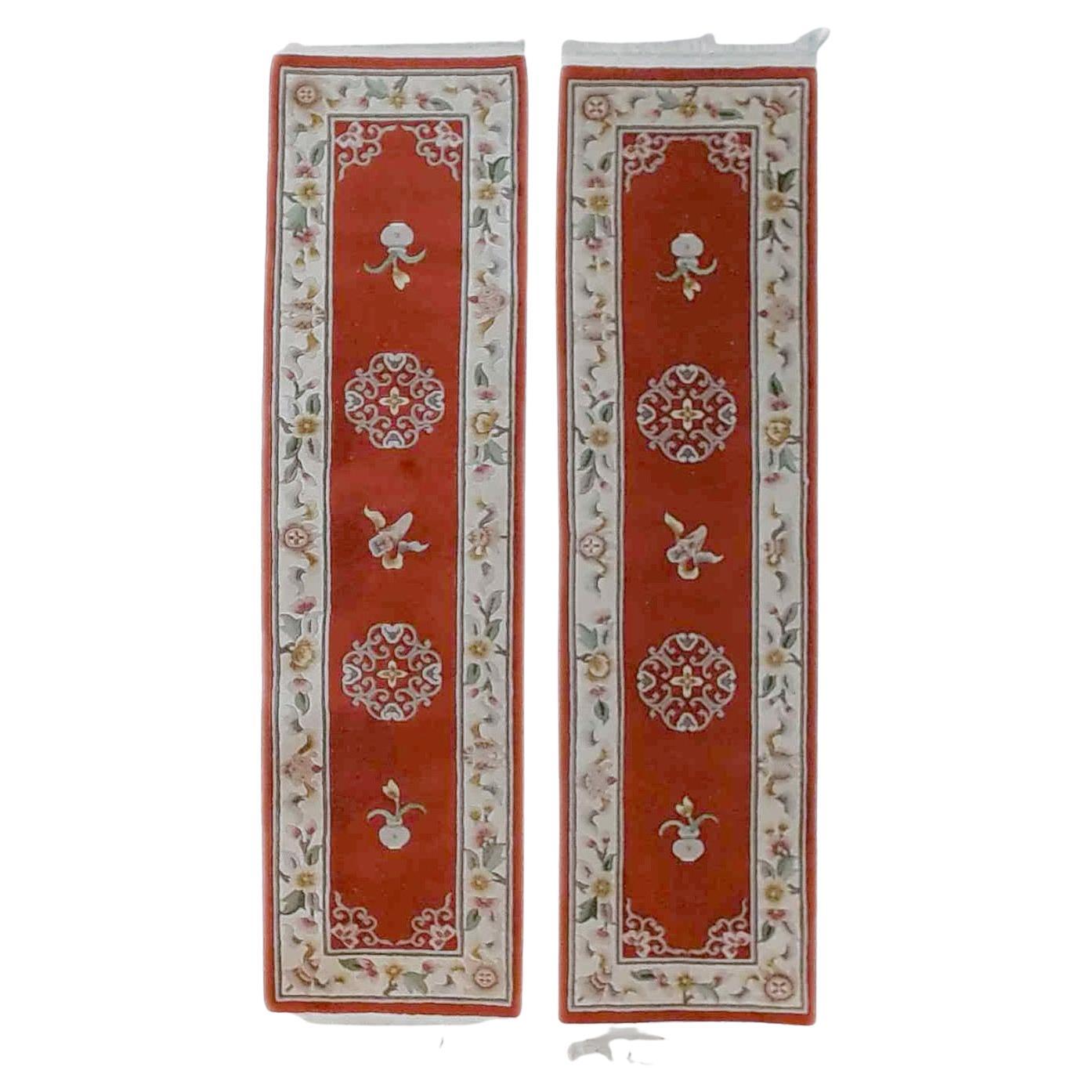 Matching Pair of Chinese Nichols Oriental Wool Rug Runners circa 1950 For Sale