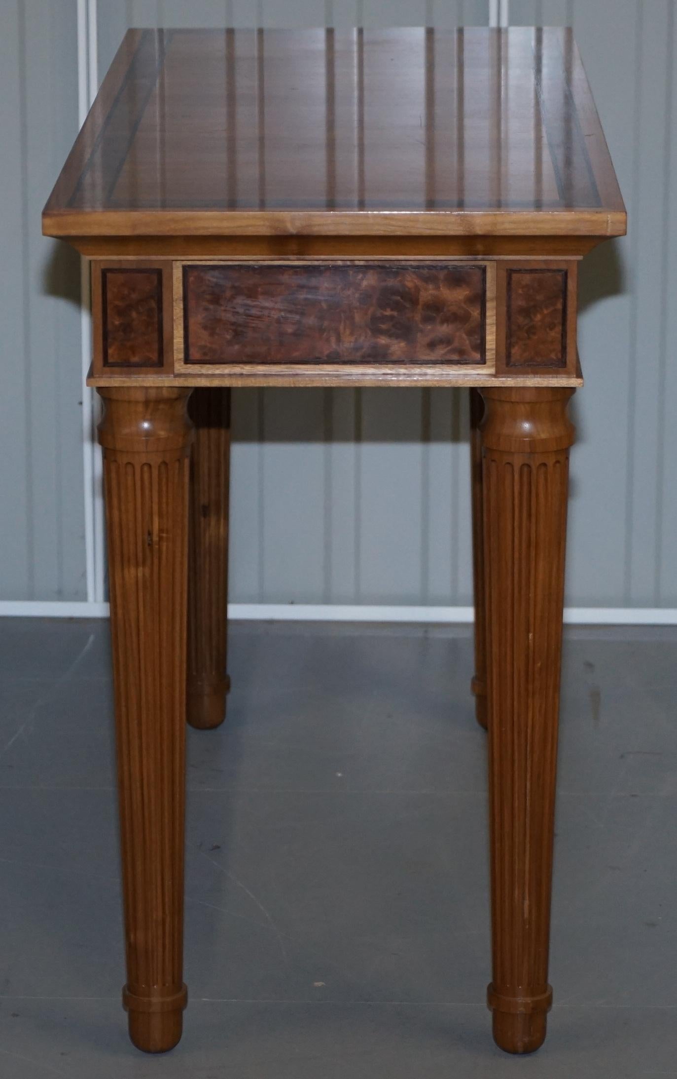 Matching Pair of David Linley 1993 Stamped Burr Walnut Console Tables 2 For Sale 1