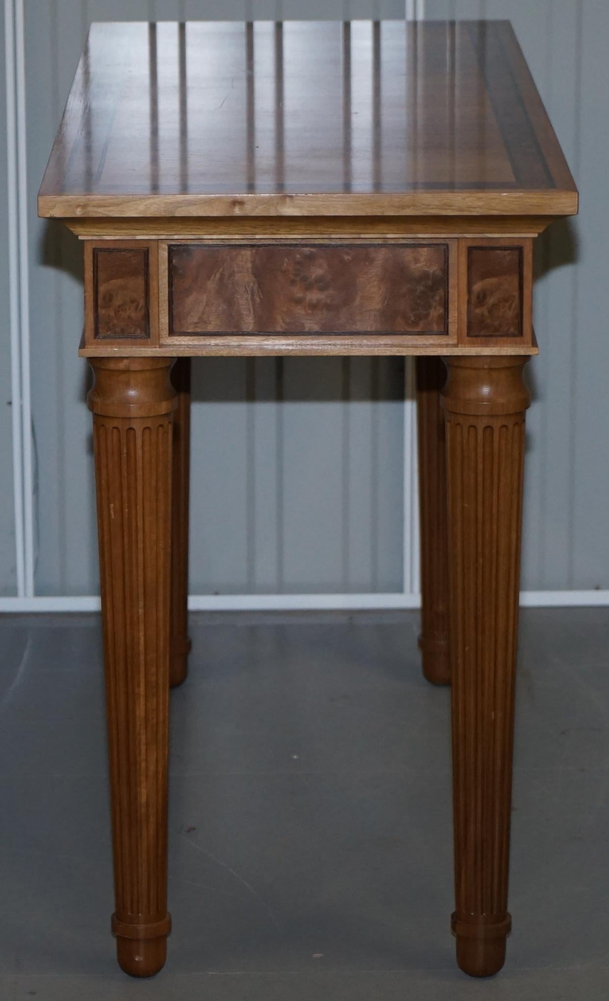 Matching Pair of David Linley 1993 Stamped Burr Walnut Console Tables 2 For Sale 3