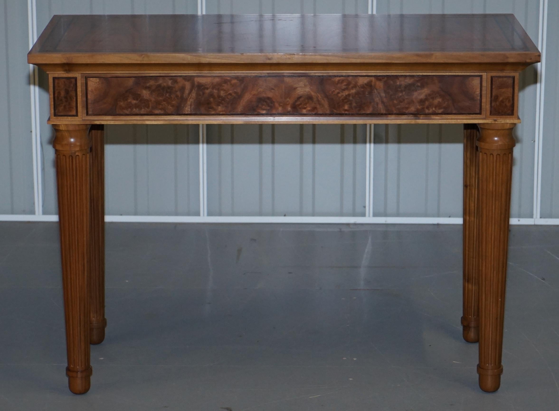 Matching Pair of David Linley 1993 Stamped Burr Walnut Console Tables 2 For Sale 5