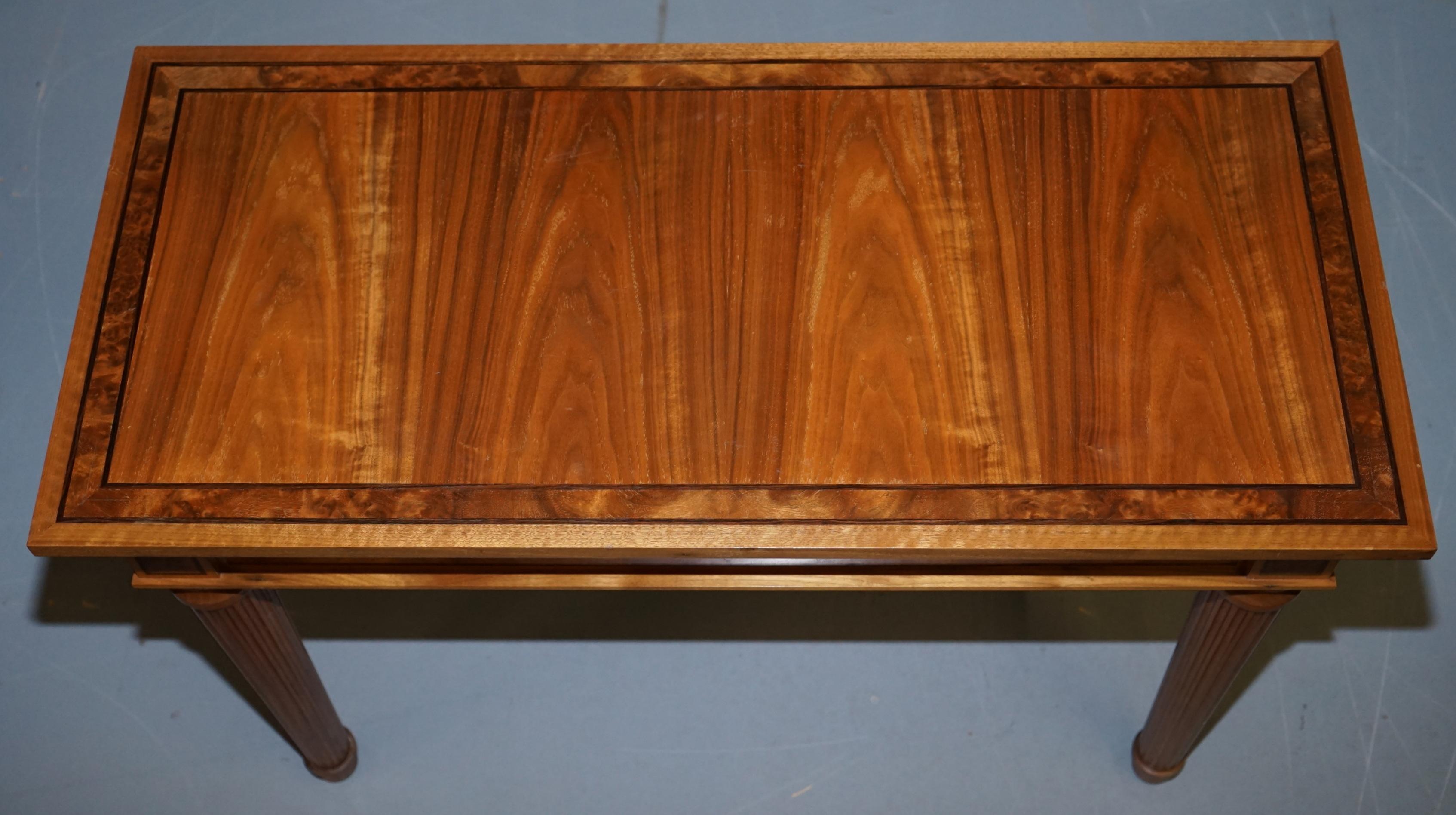 Matching Pair of David Linley 1993 Stamped Burr Walnut Console Tables 2 For Sale 6