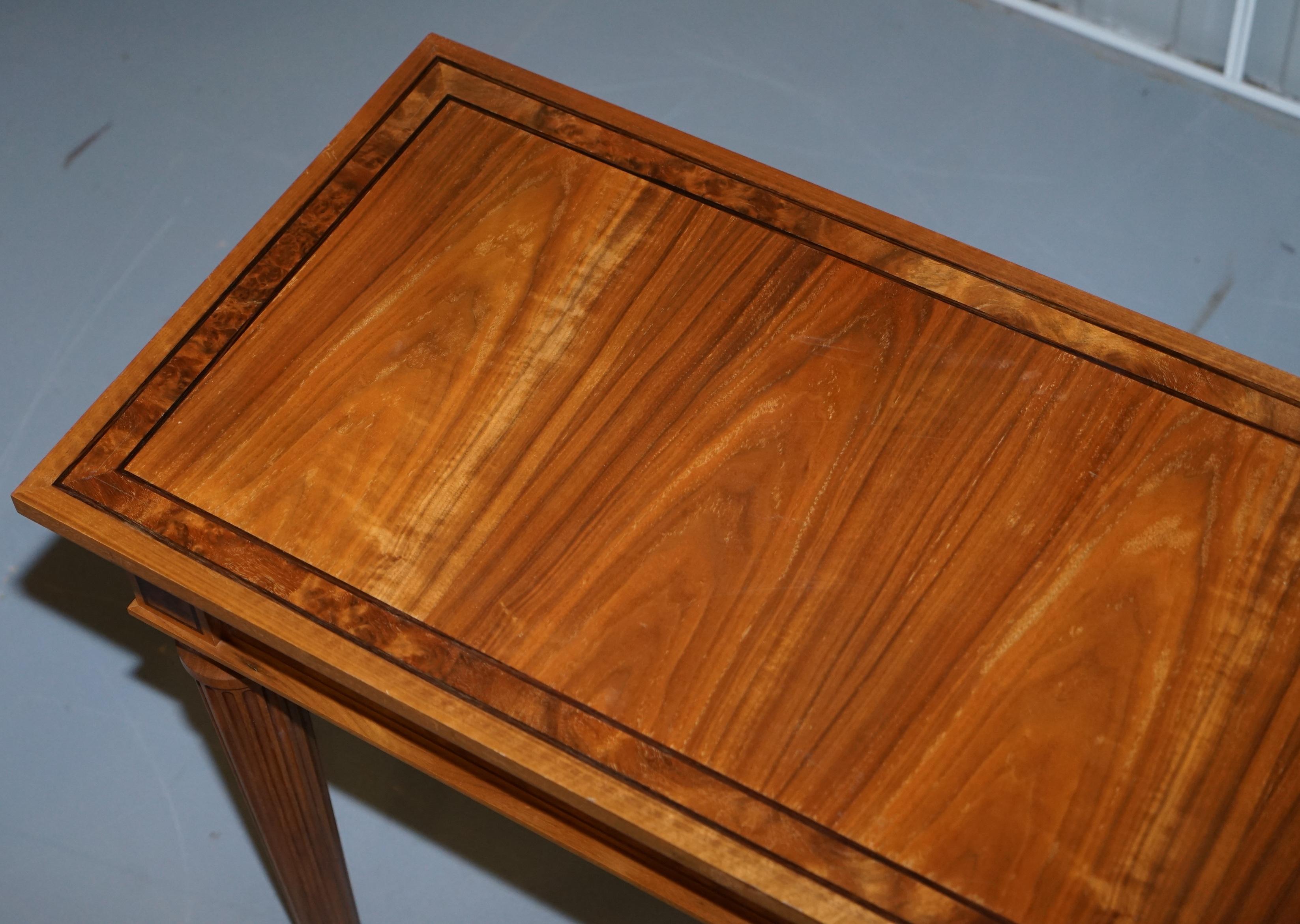 Matching Pair of David Linley 1993 Stamped Burr Walnut Console Tables 2 For Sale 6