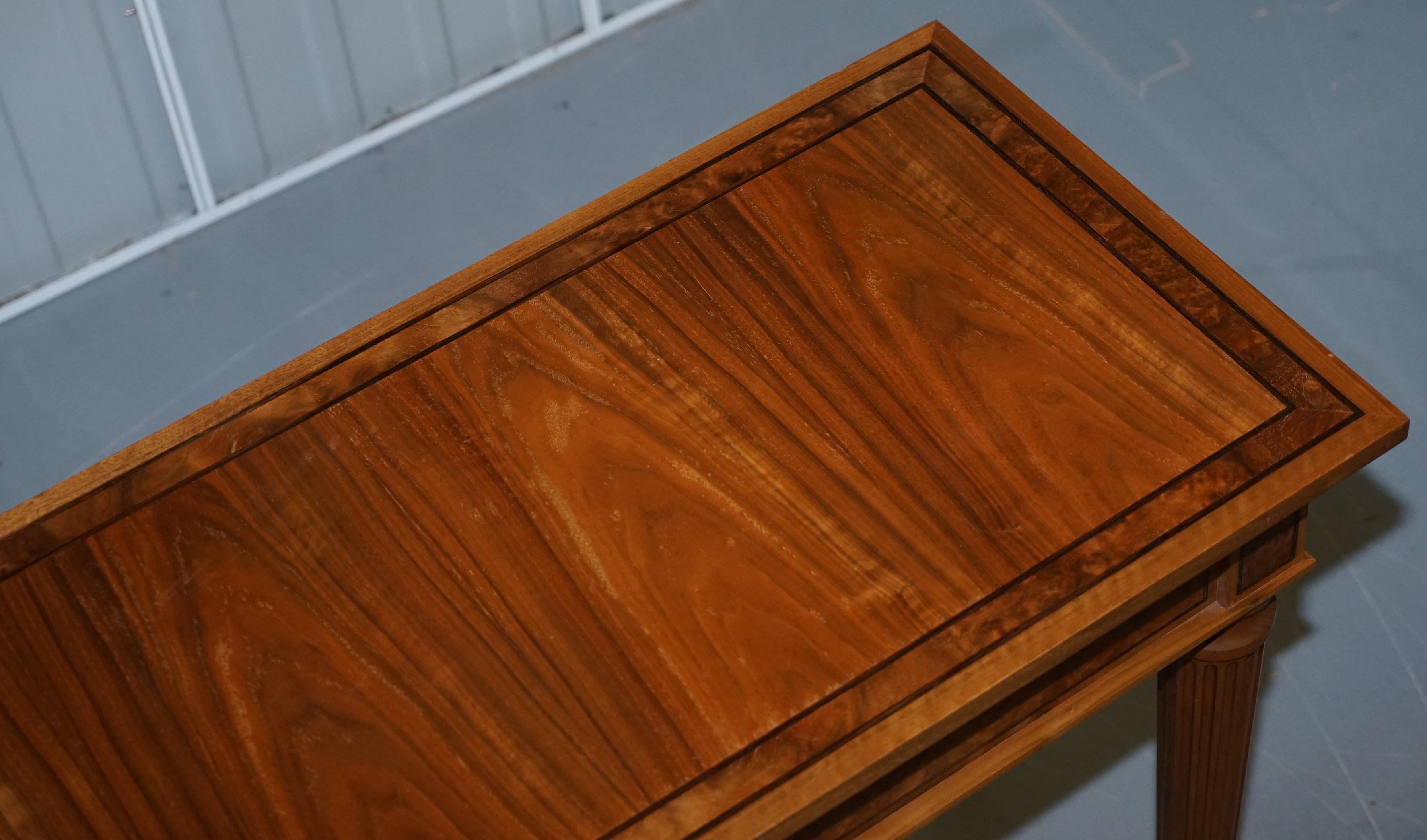 Matching Pair of David Linley 1993 Stamped Burr Walnut Console Tables 2 For Sale 7