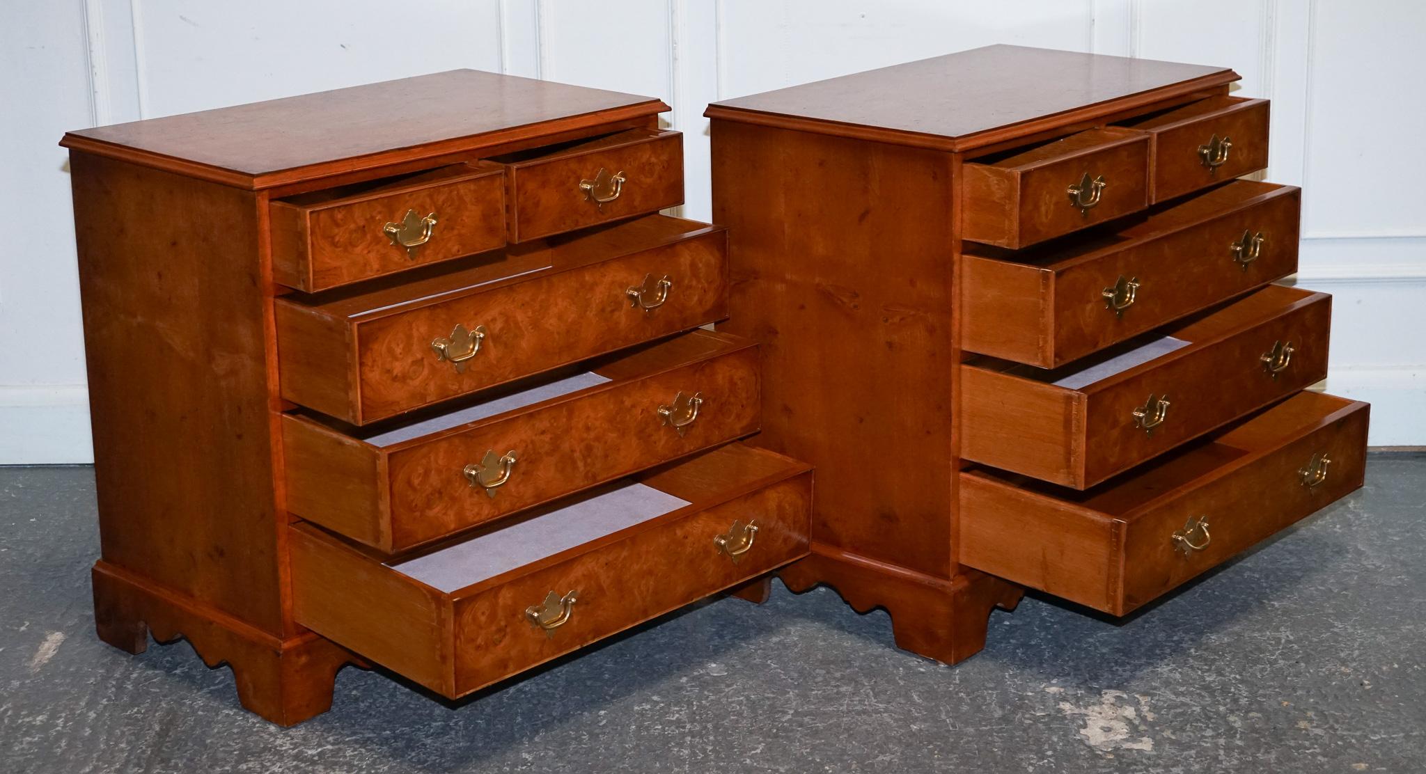 Antiques of London



Beautifully crafted pair of mid-century French-style burl elm chests dating to the 1950s. Each chest features generously figured burl elm on drawer fronts and tops, underlined by sleek Georgian-inspired silhouettes. The clean