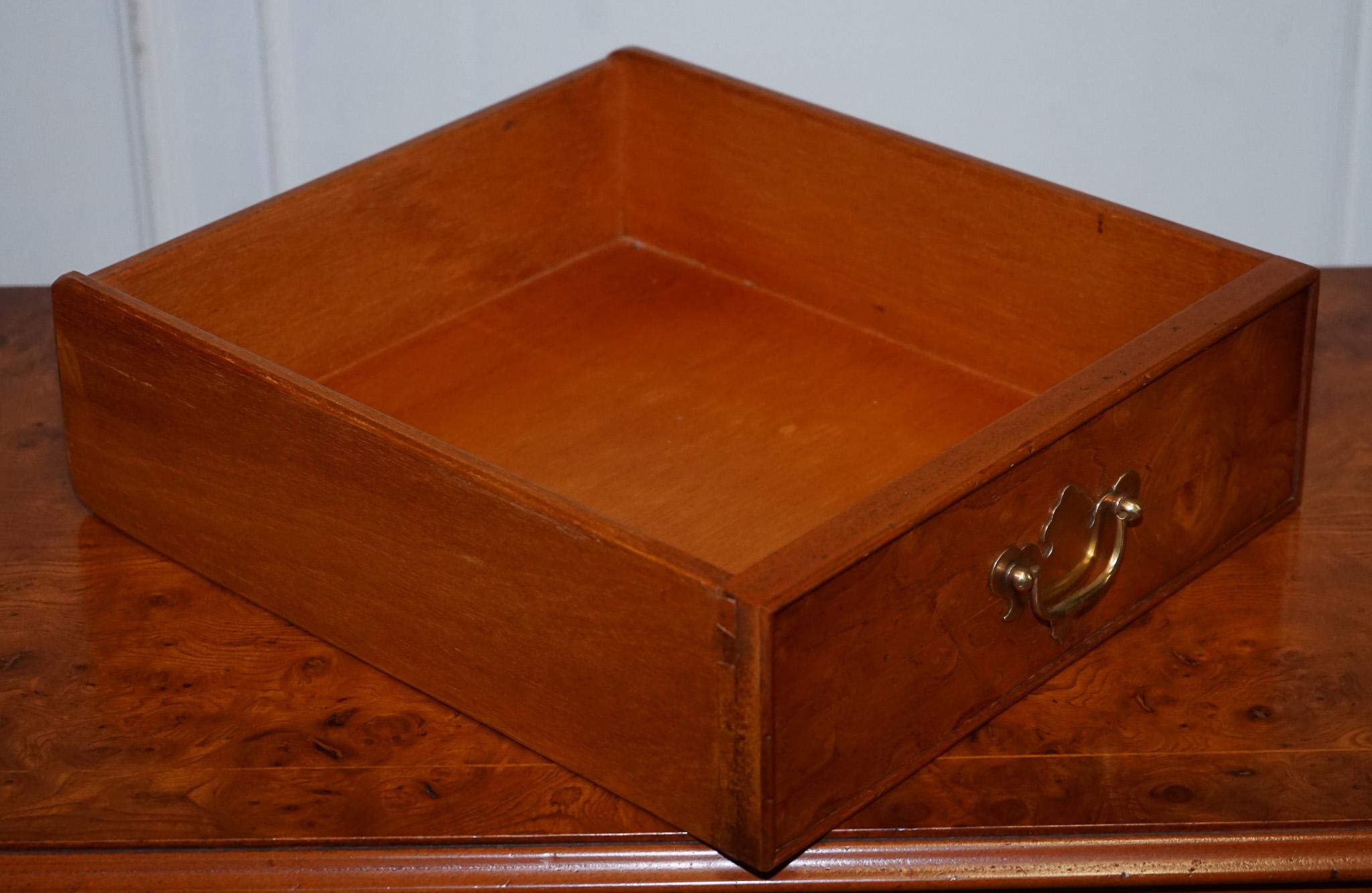 MATCHING PAIR OF ELEGANT LiGHT BURR ELM CHEST OF DRAWERS COMMODE BRASS HANDLES For Sale 1