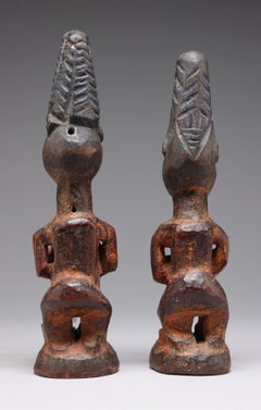 Matching Pair of Female Yoruba Twin Figures Ibeji Nigeria African Tribal Art