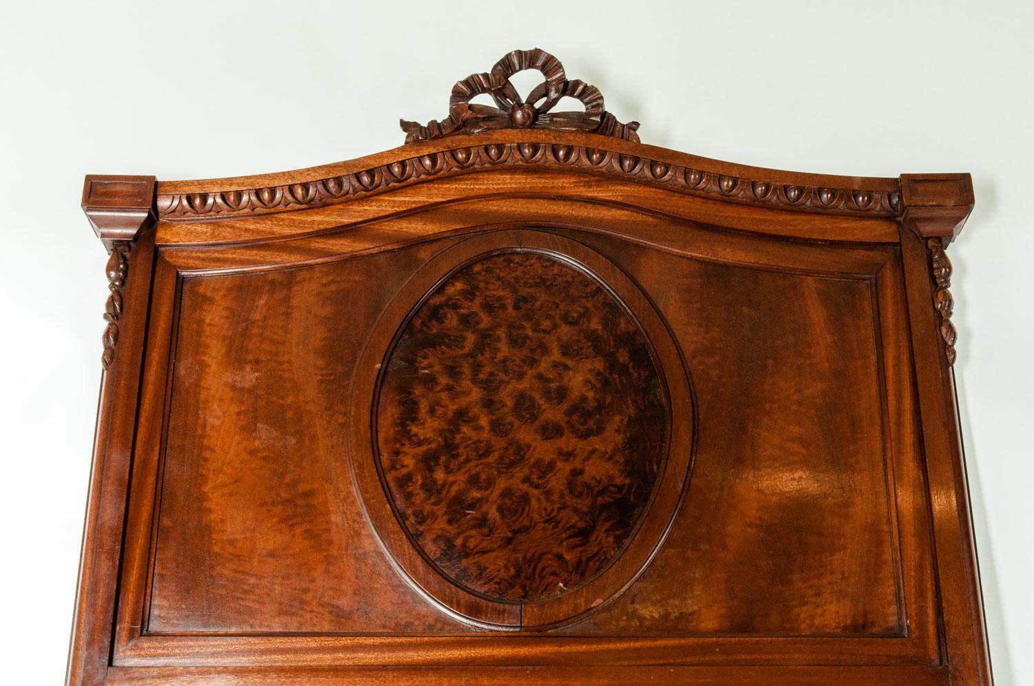 Late 19th Century Matching Pair of French Burl Walnut Single Beds
