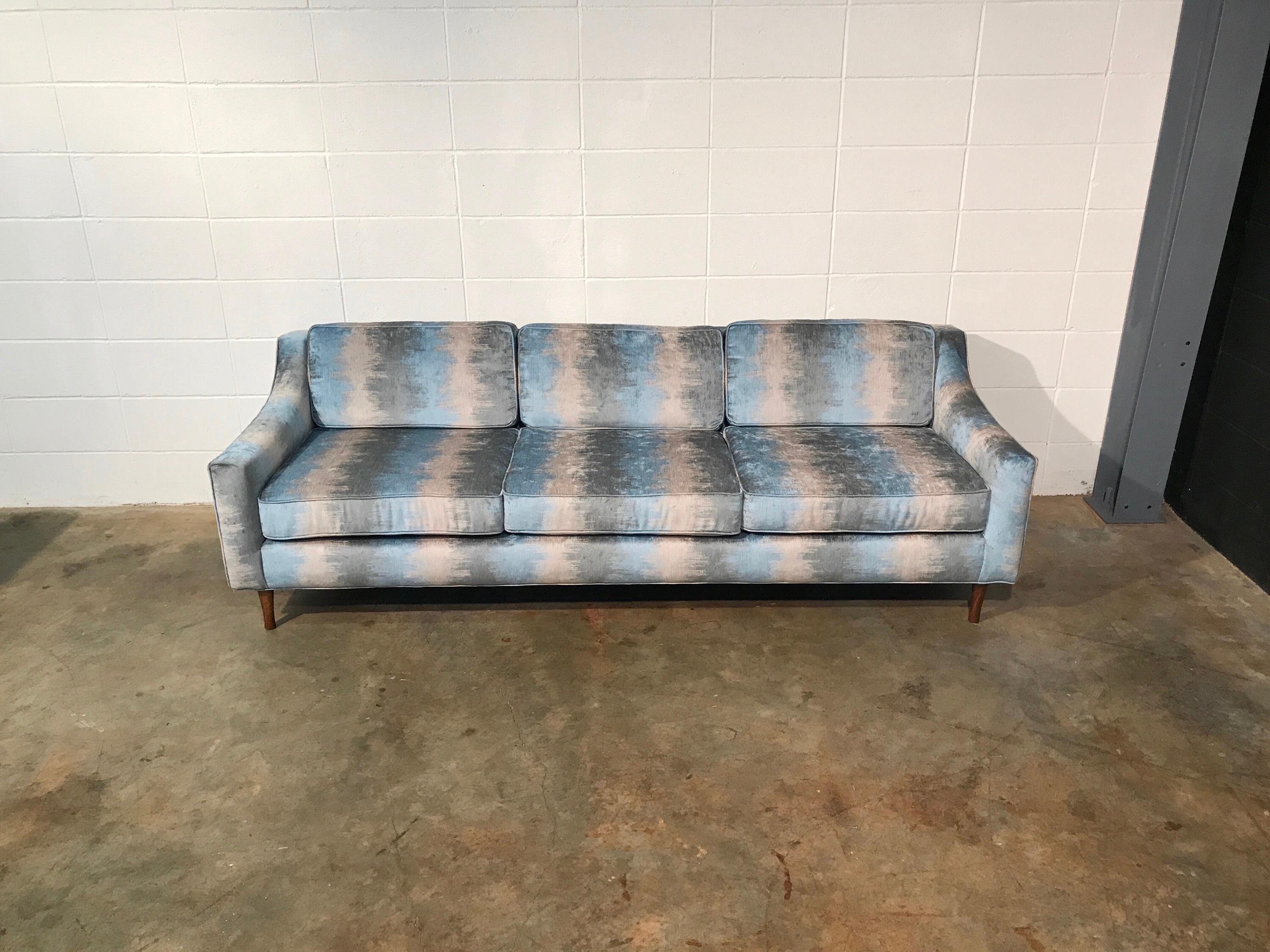 Matching Pair of Fully Restored Mid-Century Modern Vintage Sofas For Sale 6