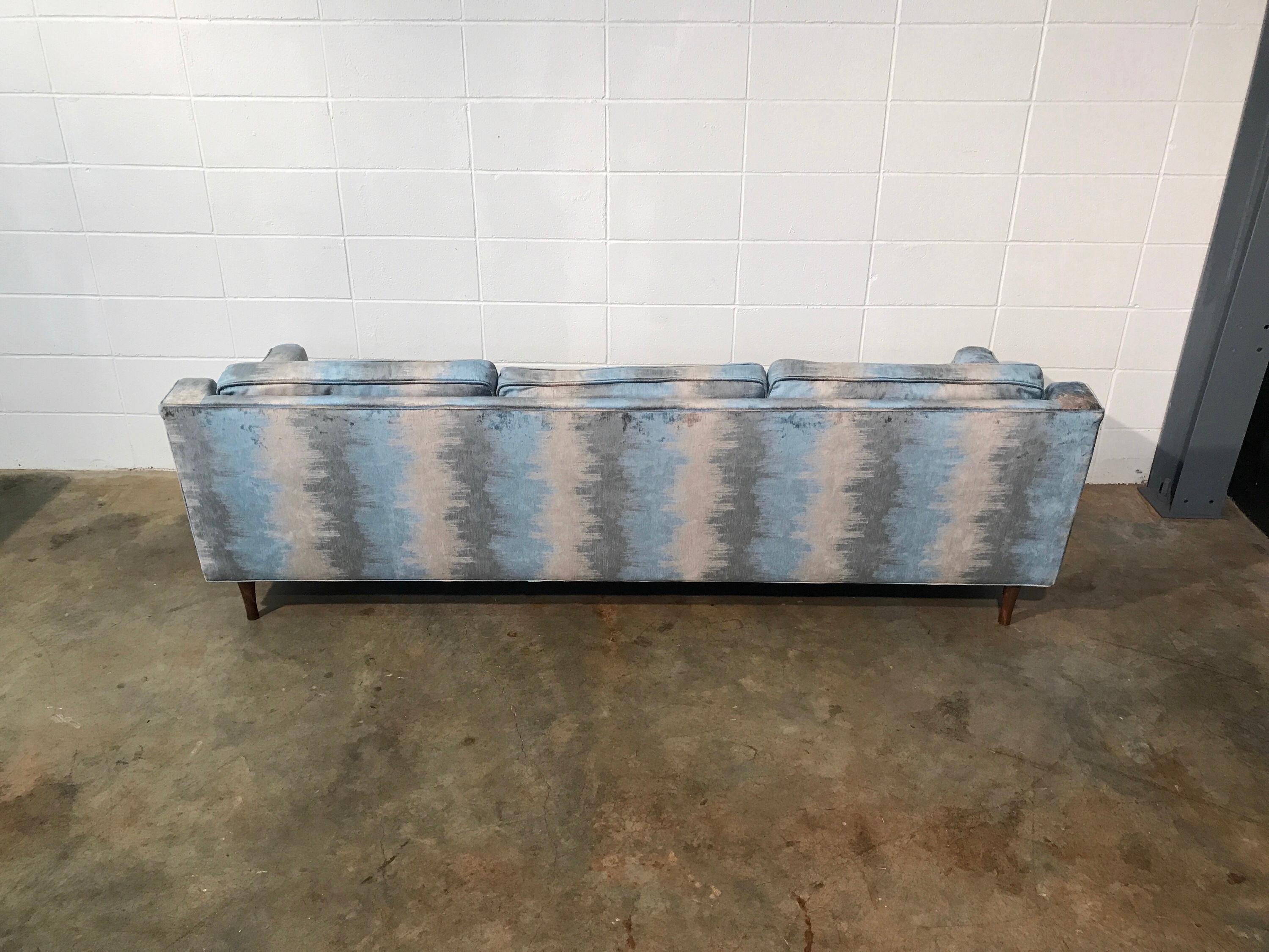 Matching Pair of Fully Restored Mid-Century Modern Vintage Sofas For Sale 4