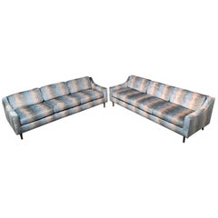 Matching Pair of Fully Restored Mid-Century Modern Vintage Sofas