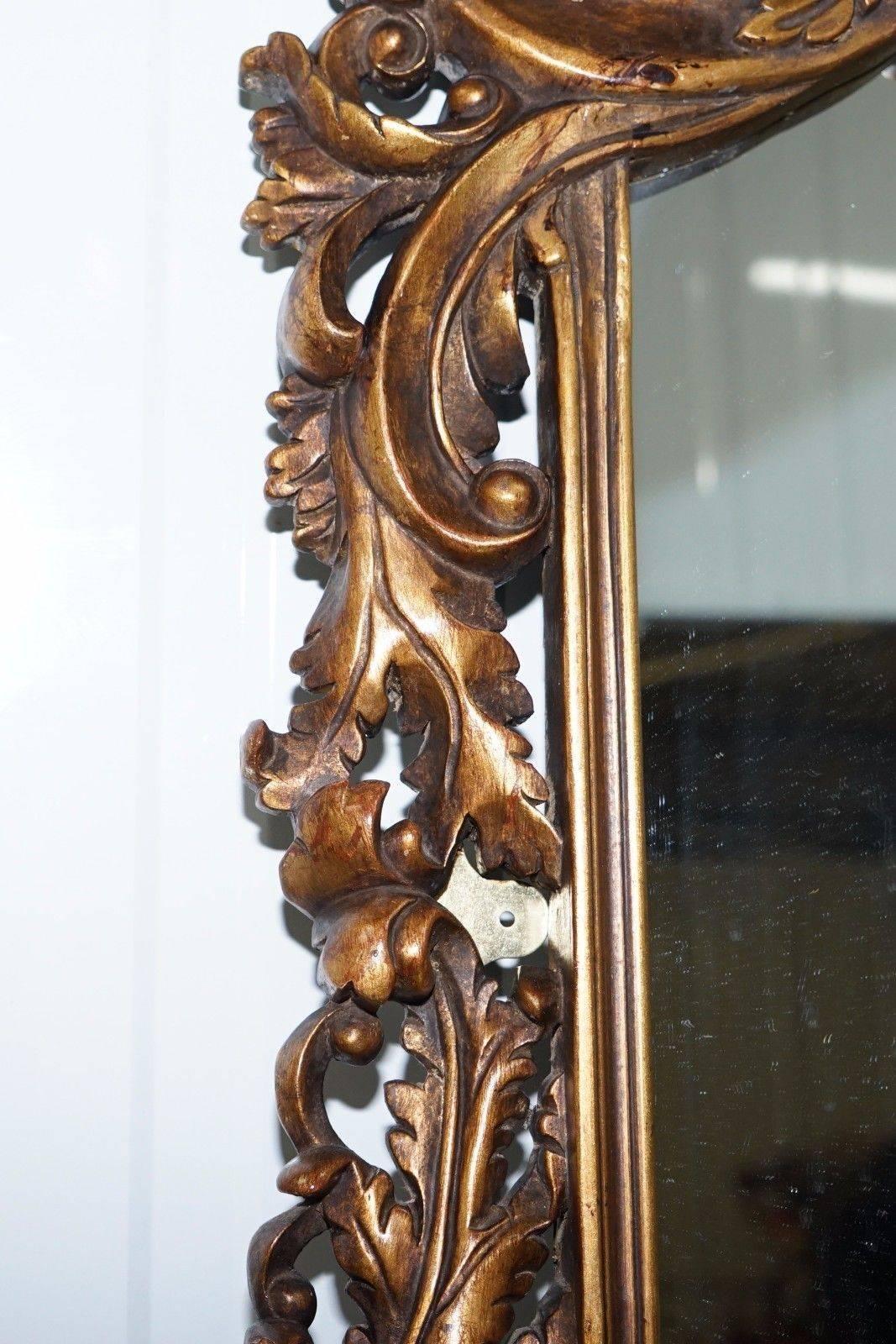 Matching Pair of Hand-Carved French Gold Leaf Painted Large Mirrors Rococo 5