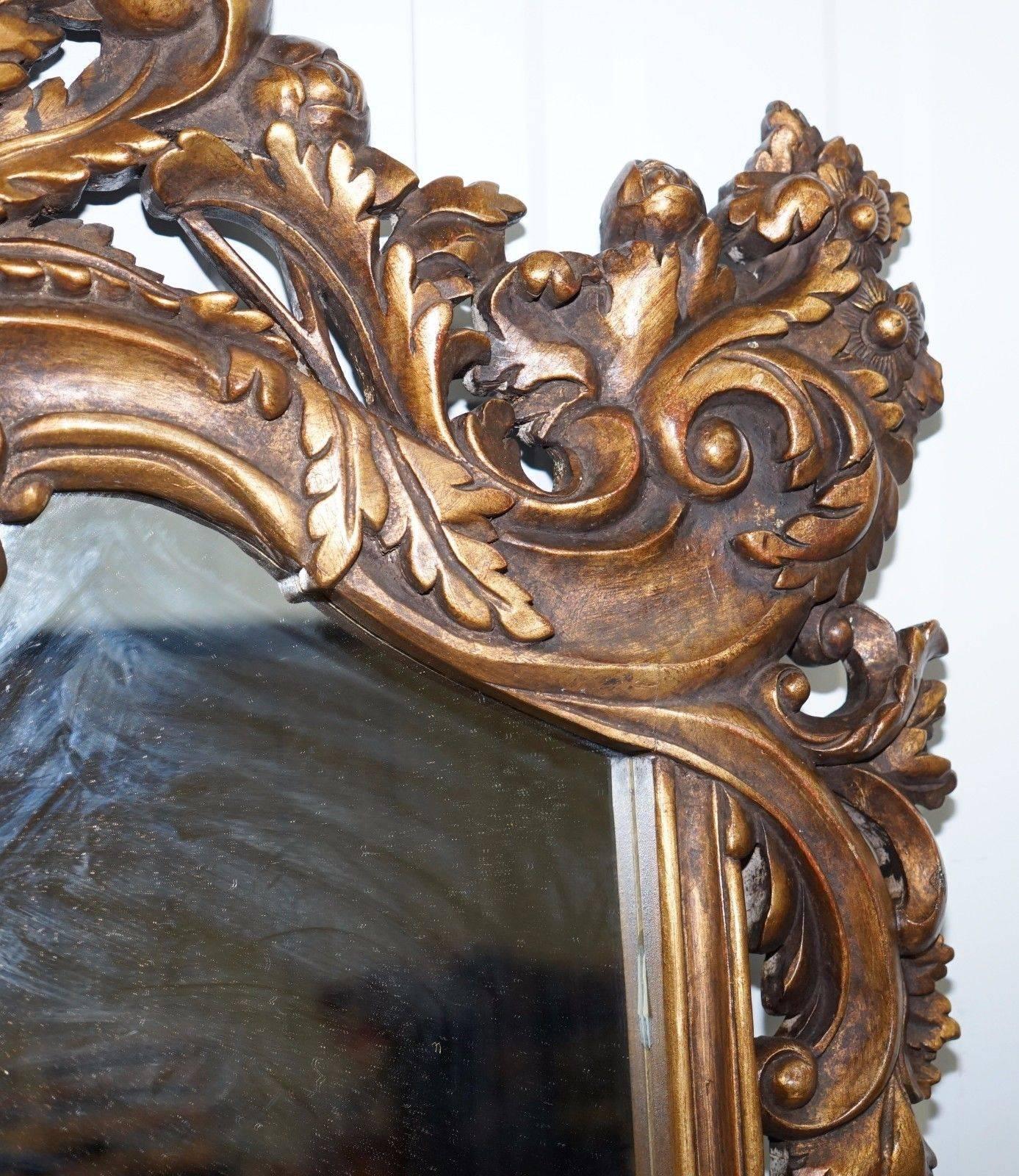 20th Century Matching Pair of Hand-Carved French Gold Leaf Painted Large Mirrors Rococo