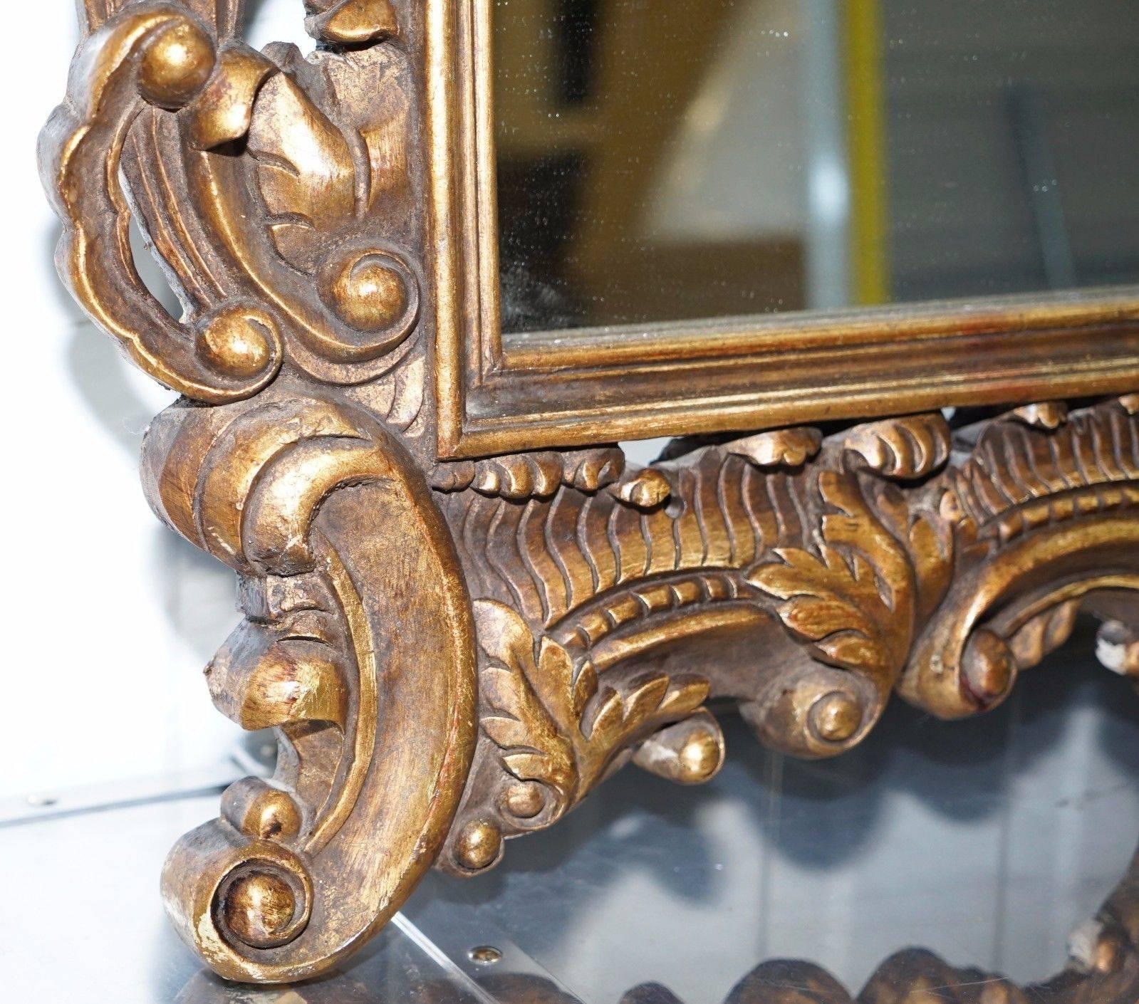 Hardwood Matching Pair of Hand-Carved French Gold Leaf Painted Large Mirrors Rococo