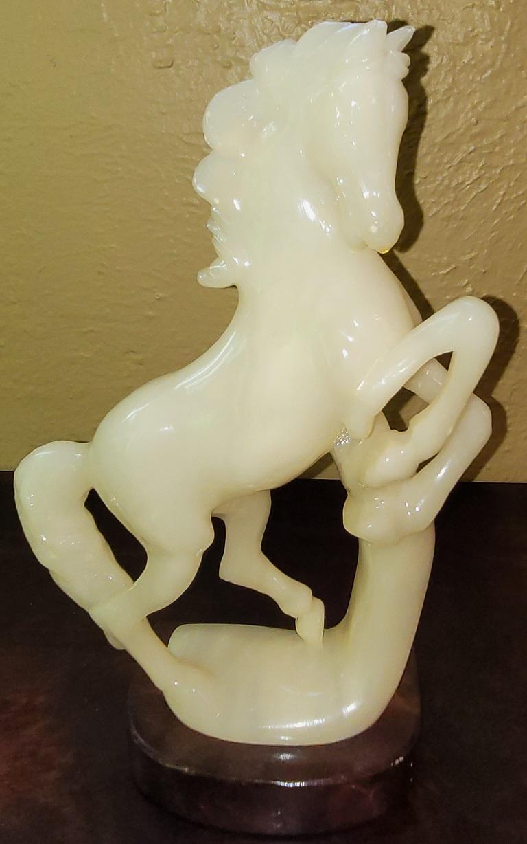 Matching Pair of Handcarved Italian Alabaster Horses For Sale 1