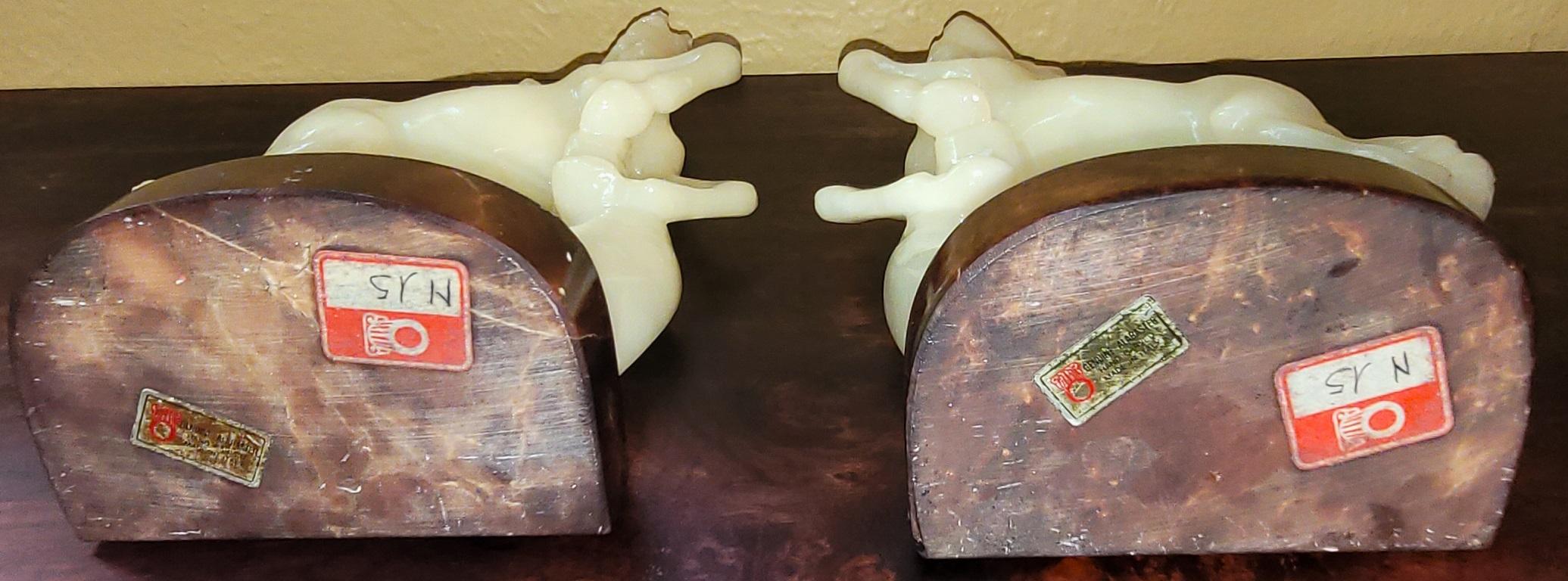 Matching Pair of Handcarved Italian Alabaster Horses For Sale 3