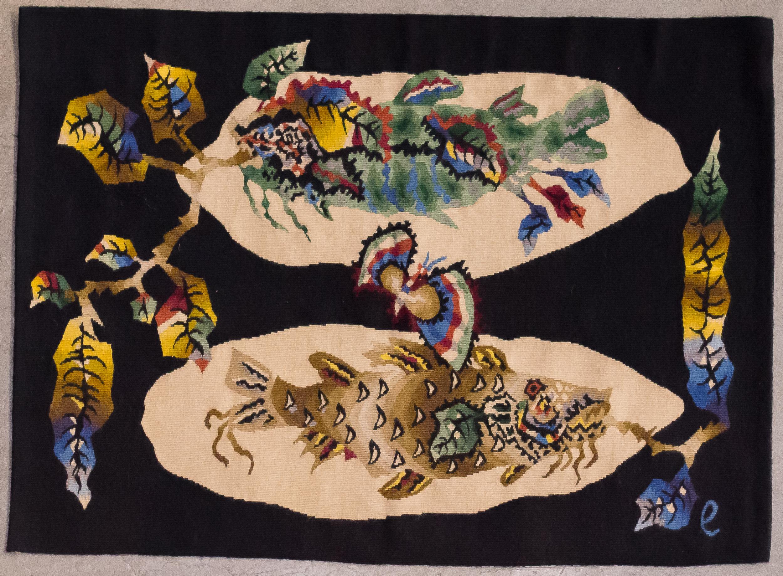 Mid-20th Century Matching Pair of Handwoven and Hand Signed Jean Lurcat Aubusson Tapestries, 1950 For Sale