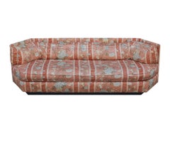 Matching Pair of Hexagonal Mid-Century Modern Sofas by Bernhardt, Plinth Bases