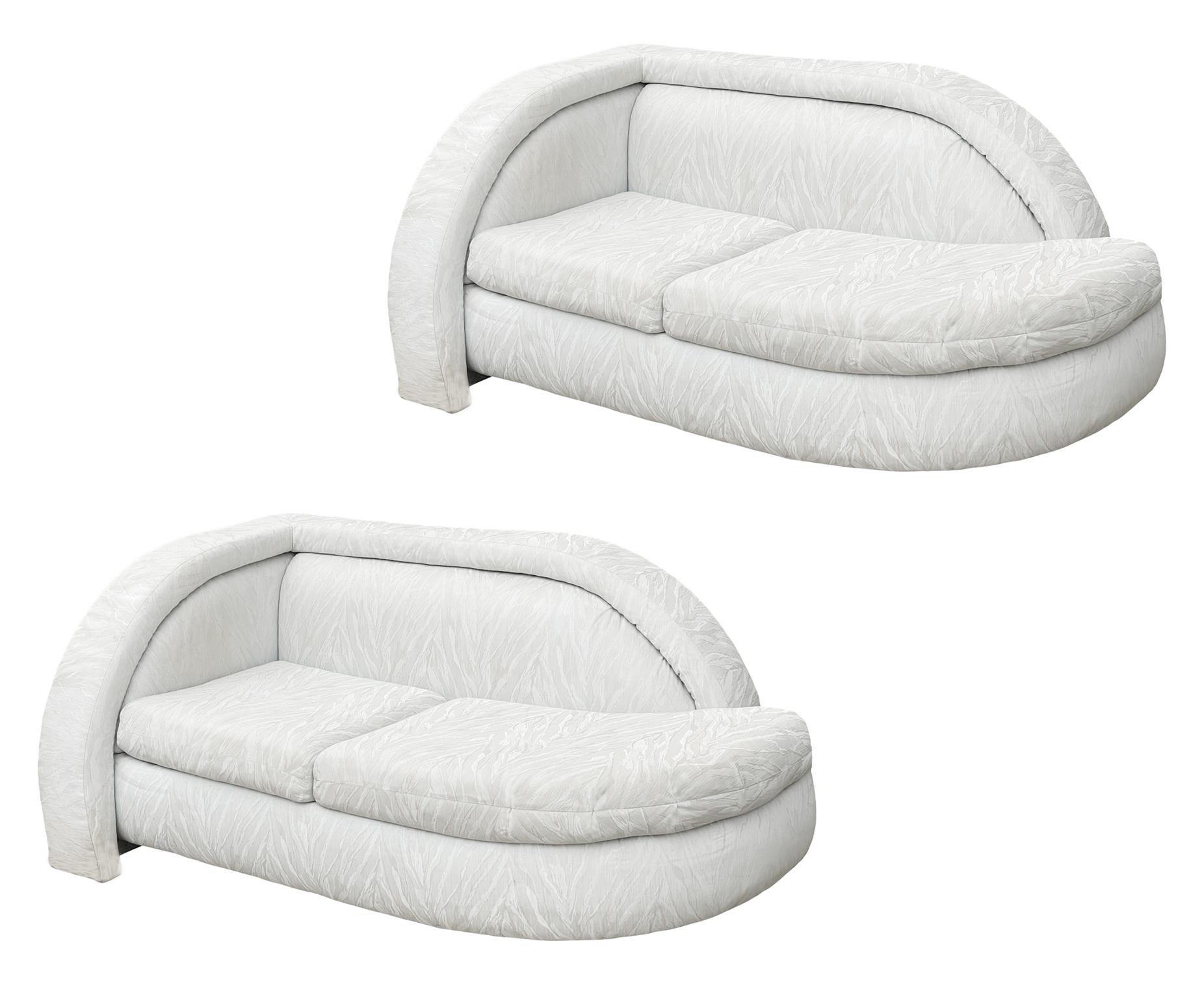 Matching Pair of Hollywood Regency Love Seats or Chaise Lounges in White For Sale 1