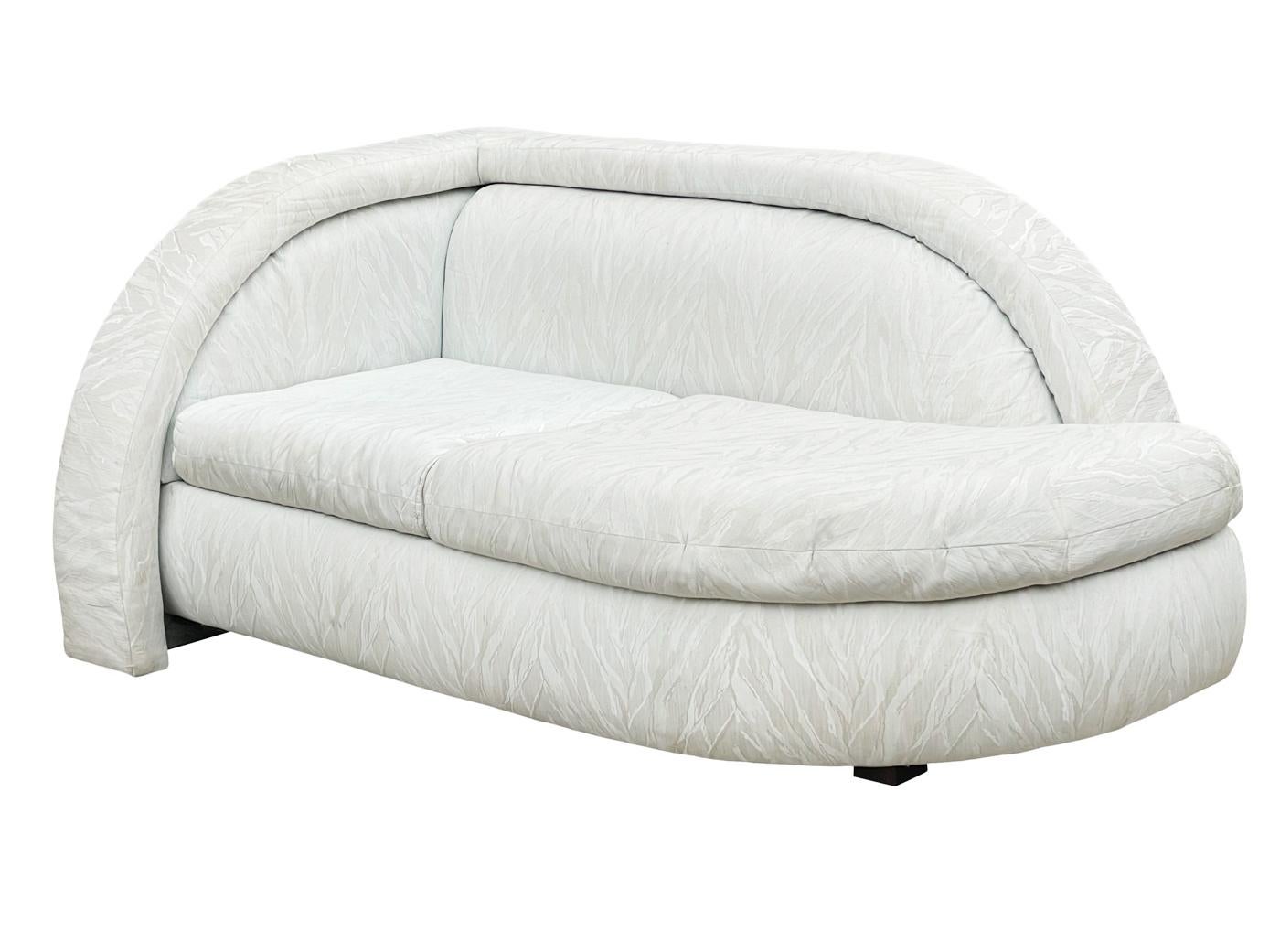 Fabric Matching Pair of Hollywood Regency Love Seats or Chaise Lounges in White For Sale