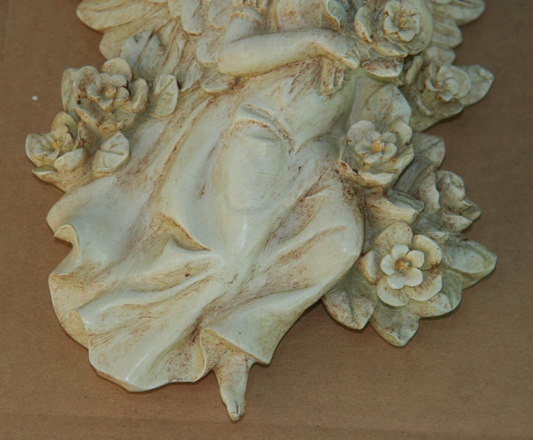 Matching Pair of Italian Angel Wall Sculptures/Wall Pockets For Sale at