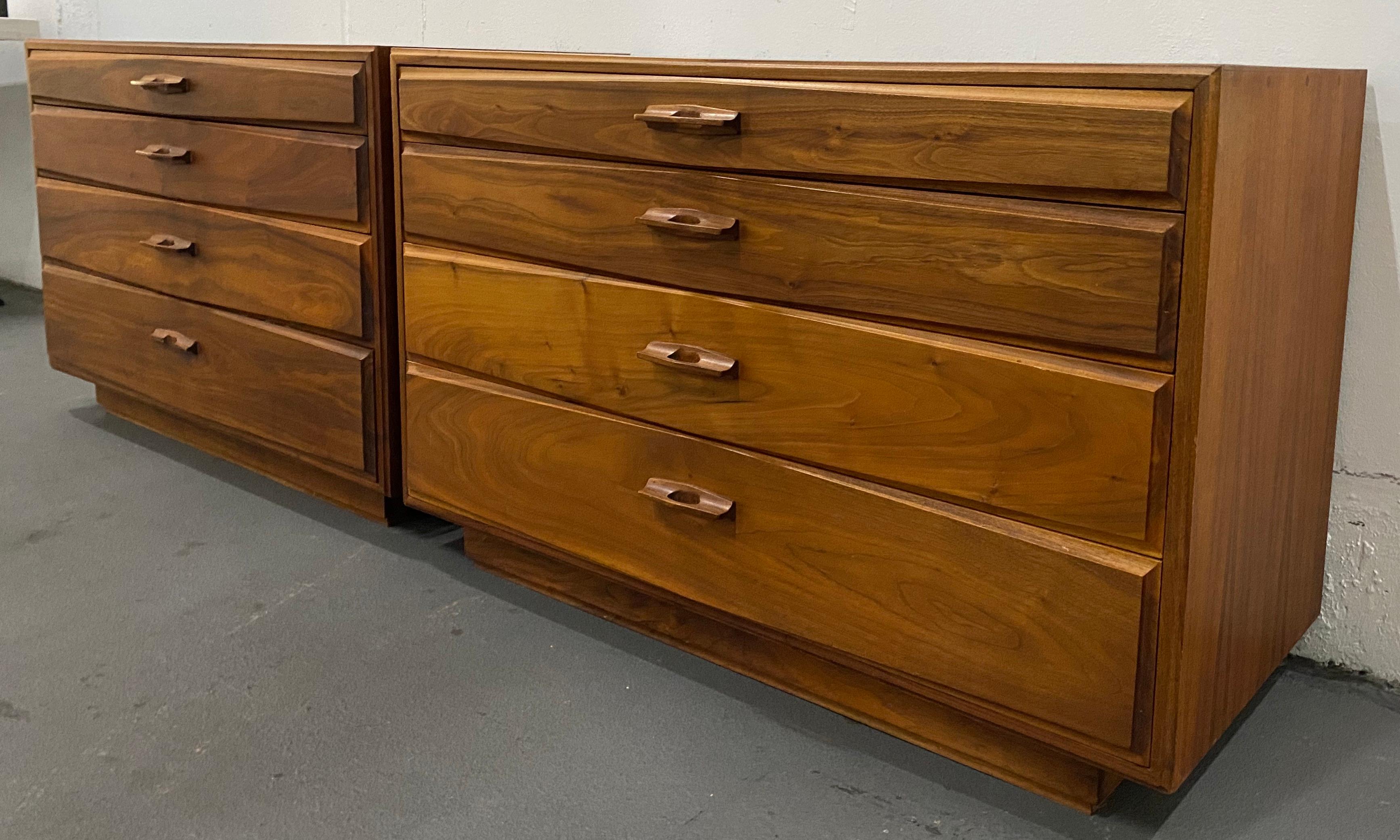 American Matching Pair of John Kapel Mid-Century Modern Walnut Dressers