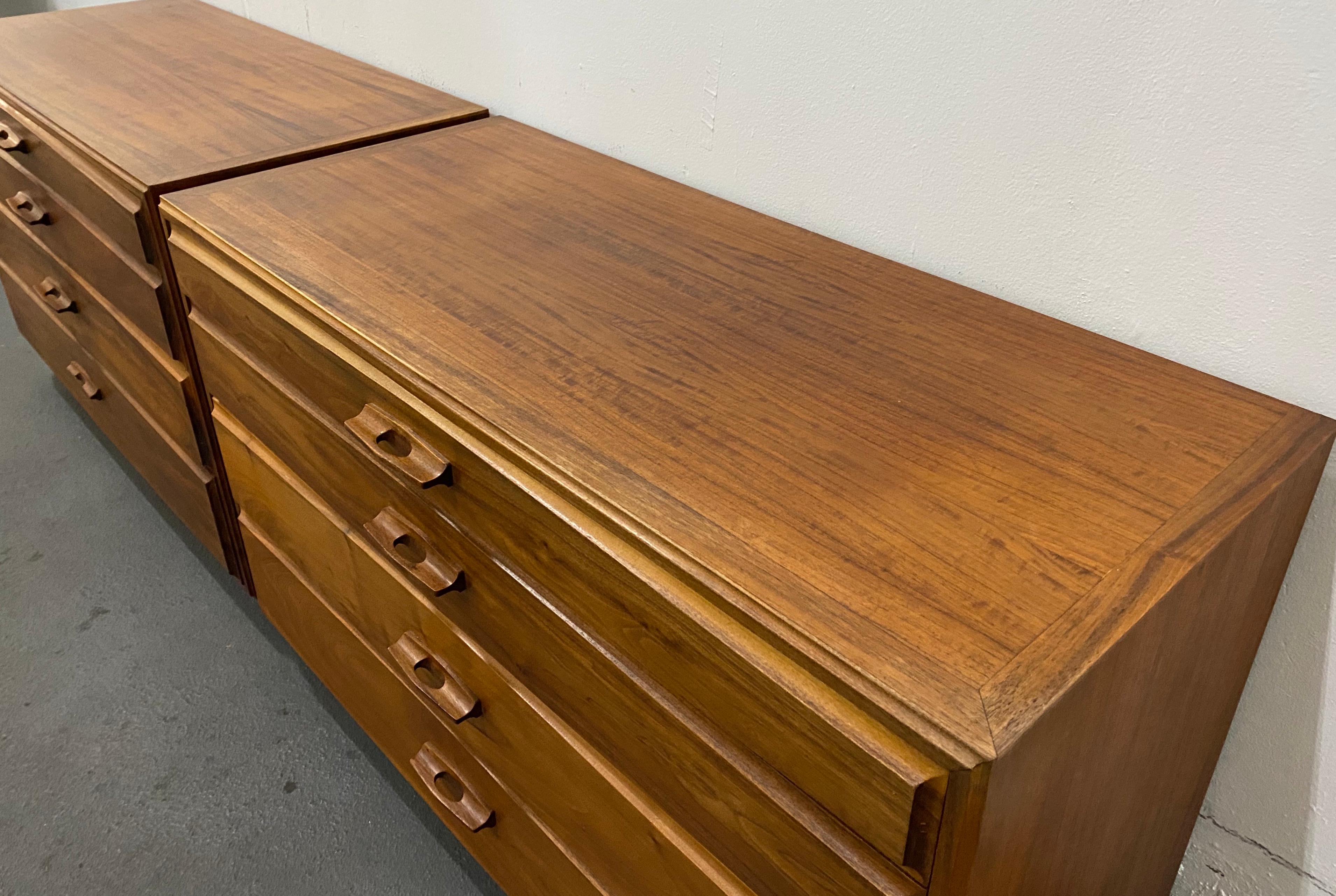 Matching Pair of John Kapel Mid-Century Modern Walnut Dressers In Good Condition In San Francisco, CA