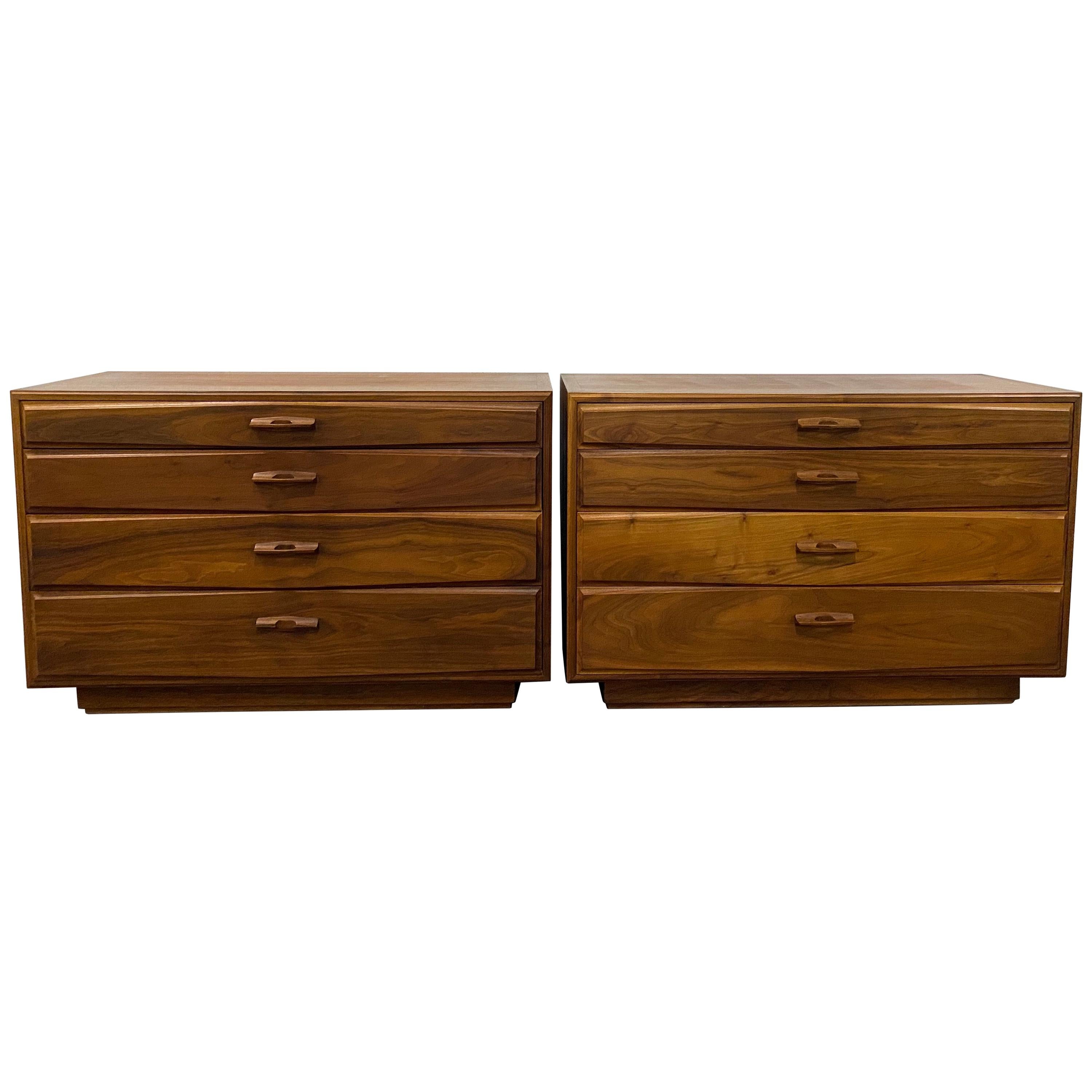 Matching Pair of John Kapel Mid-Century Modern Walnut Dressers